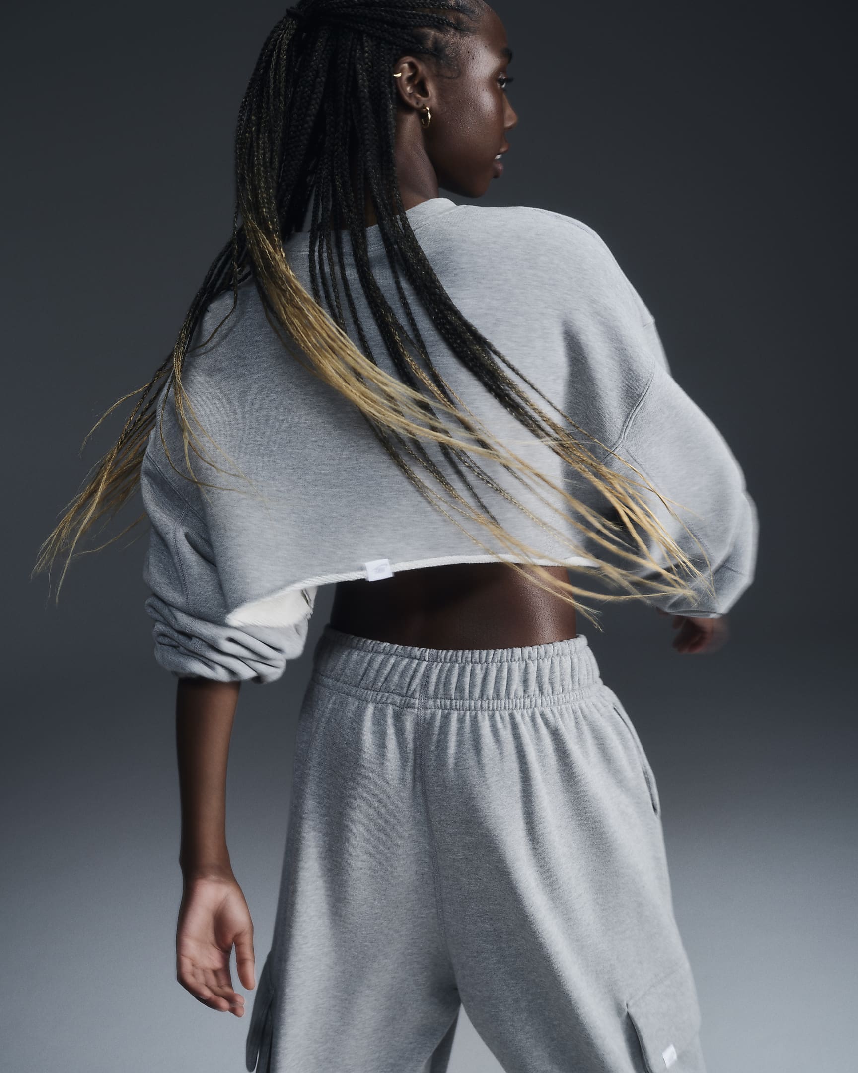 Bolero oversize in French Terry con cappuccio Nike Sportswear – Donna - Dark Grey Heather/Nero