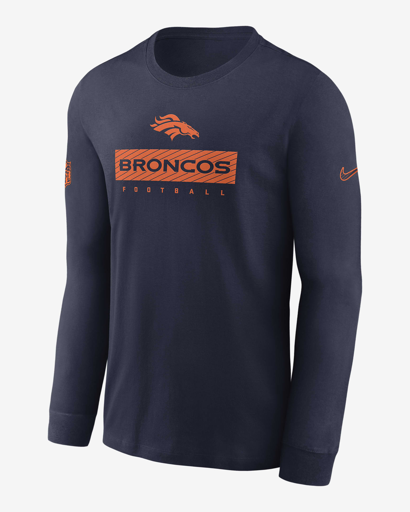 Denver Broncos Sideline Team Issue Men's Nike Dri-FIT NFL Long-Sleeve T-Shirt - Navy