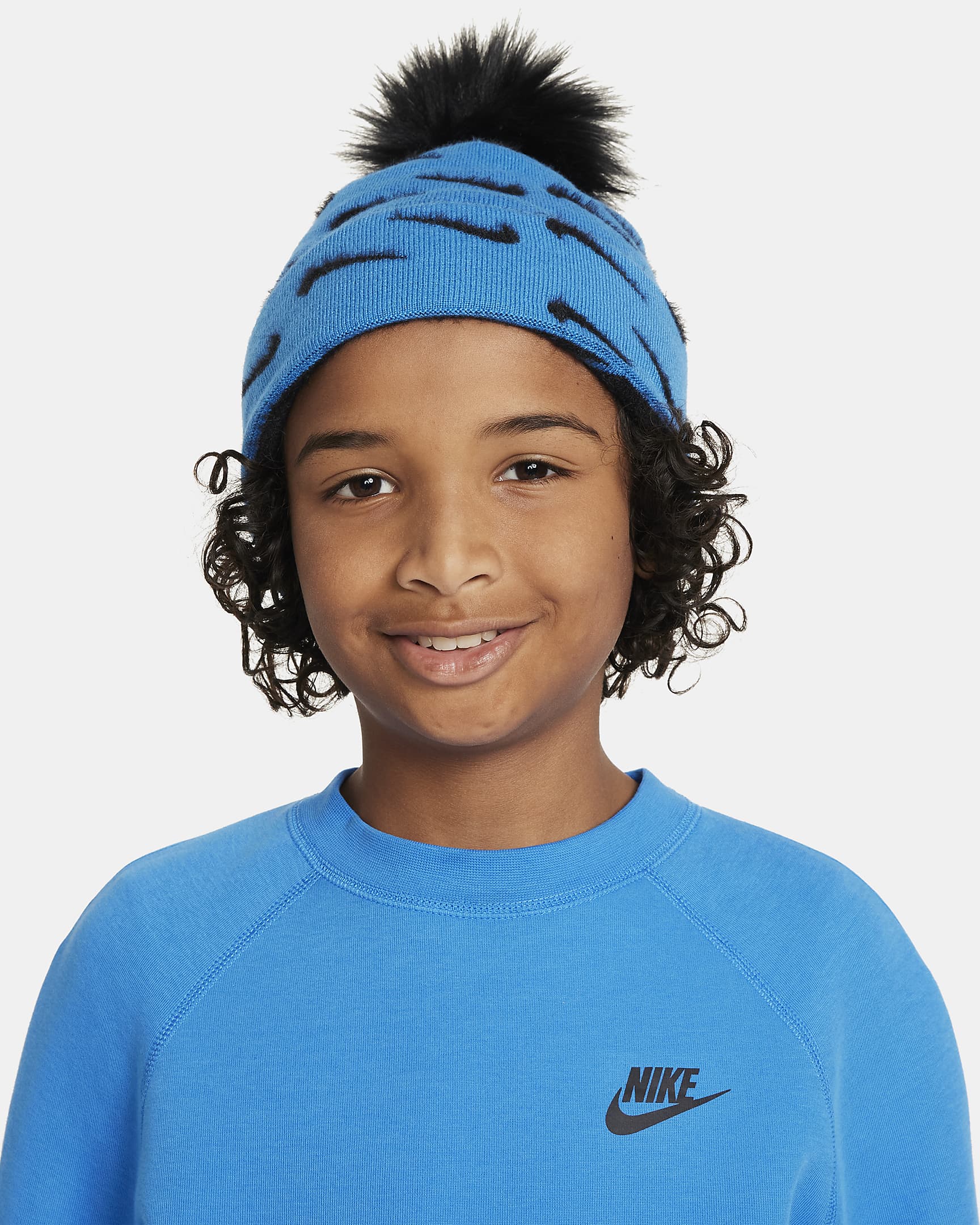 Berretto con pompon Nike Peak – Bambini - Photo Blue