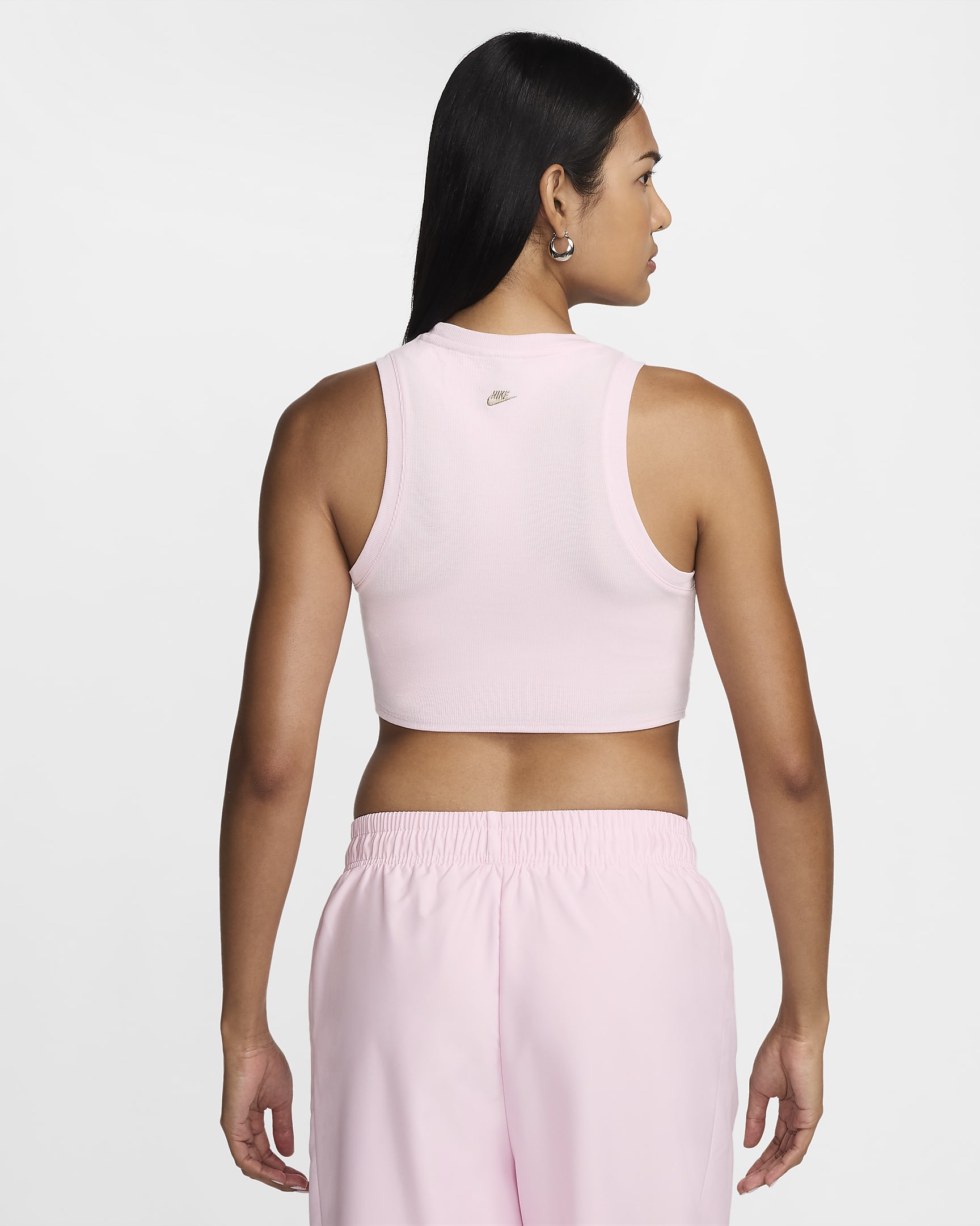 Nike Sportswear Chill Knit Women's Cropped Mini-Rib Tank Top - Pink Foam/Khaki