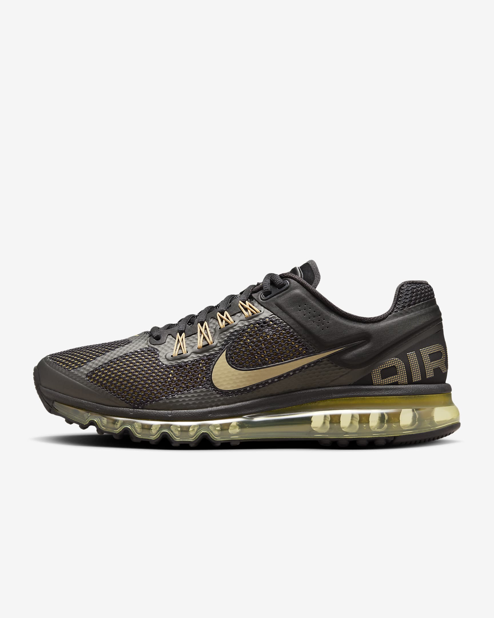 Tenis para hombre Nike Air Max 2013 - Negro/Oro liso/Oro metalizado