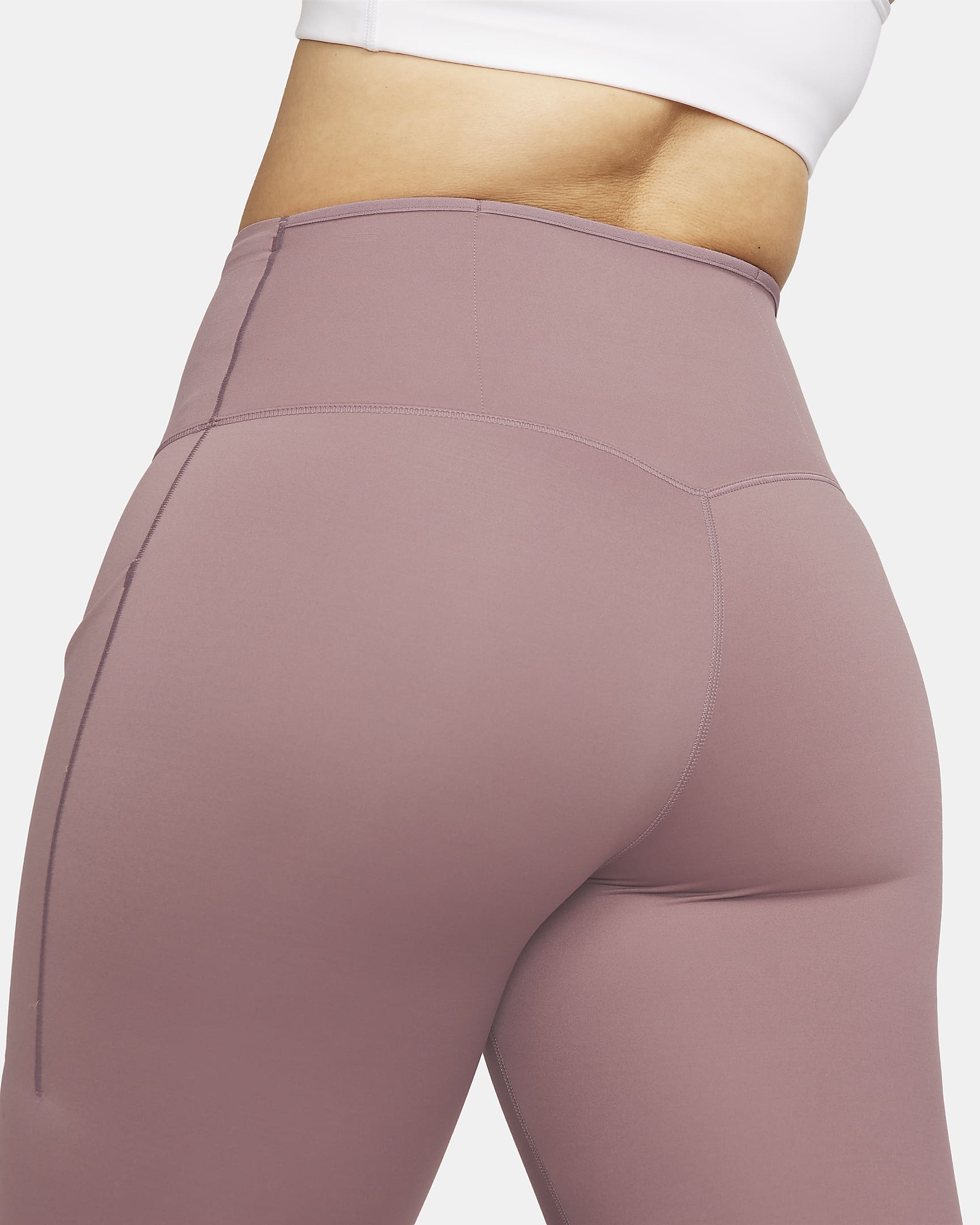 Leggings de tiro alto de 7/8 de sujeción firme con bolsillos para mujer Nike Go - Malva humeante/Negro