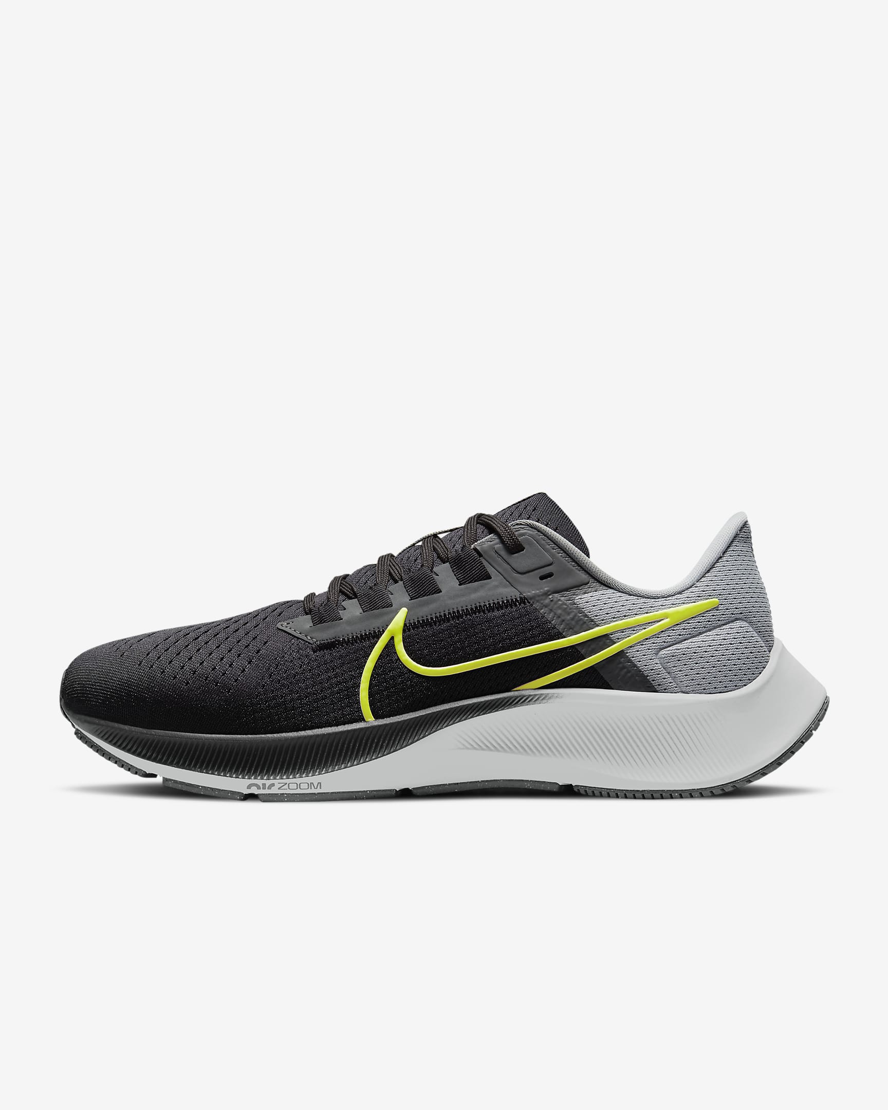 Nike Pegasus 38 Men's Road Running Shoes - Dark Smoke Grey/Smoke Grey/Light Smoke Grey/Volt