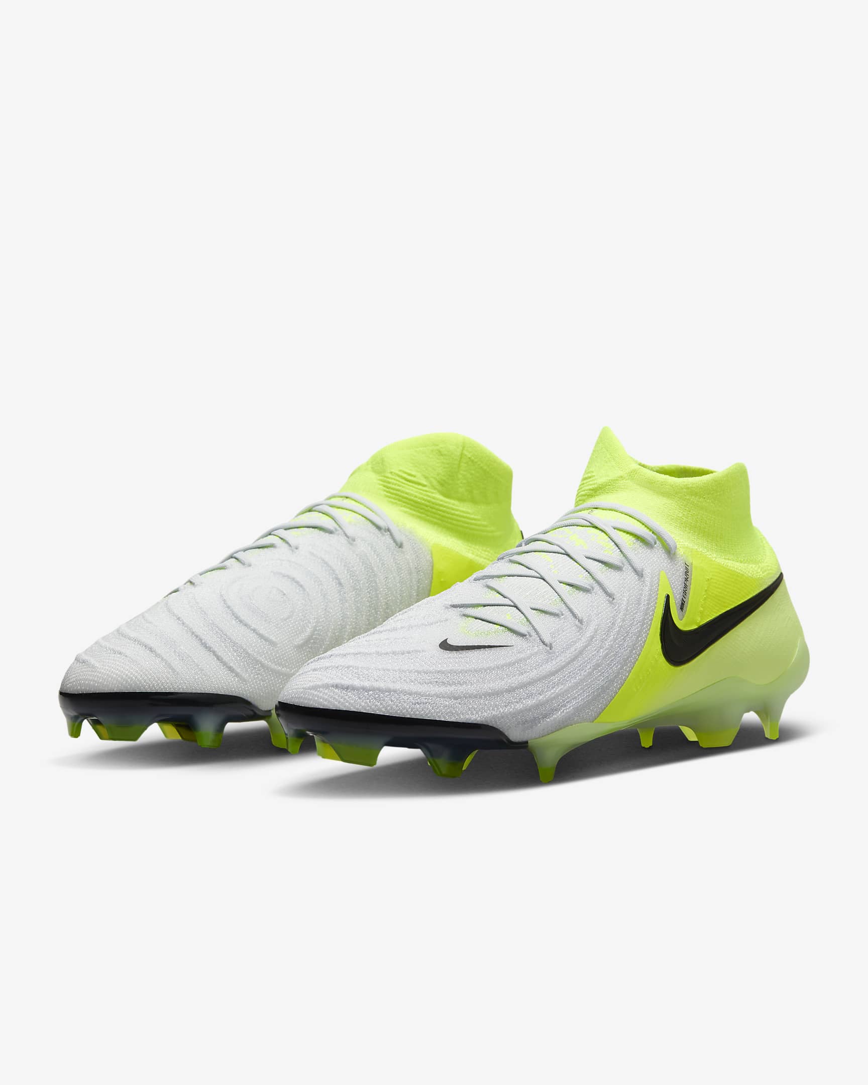 Tacos de fútbol FG de corte high Nike Phantom Luna 2 Elite - Plata metalizado/Volt/Negro