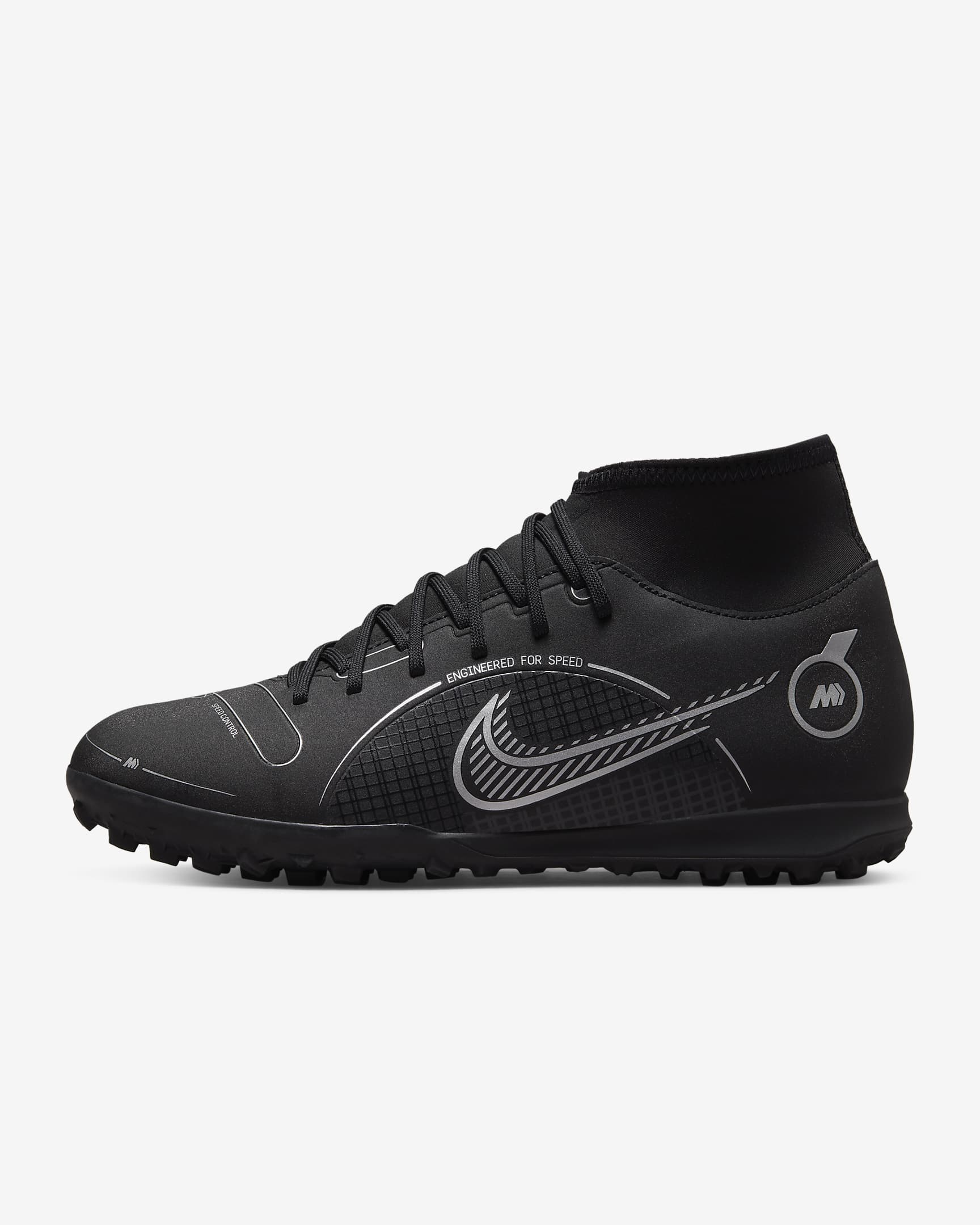 Nike Mercurial Superfly 8 Club TF 人工短草草皮足球鞋 - 黑色/Medium Ash/Metallic Silver