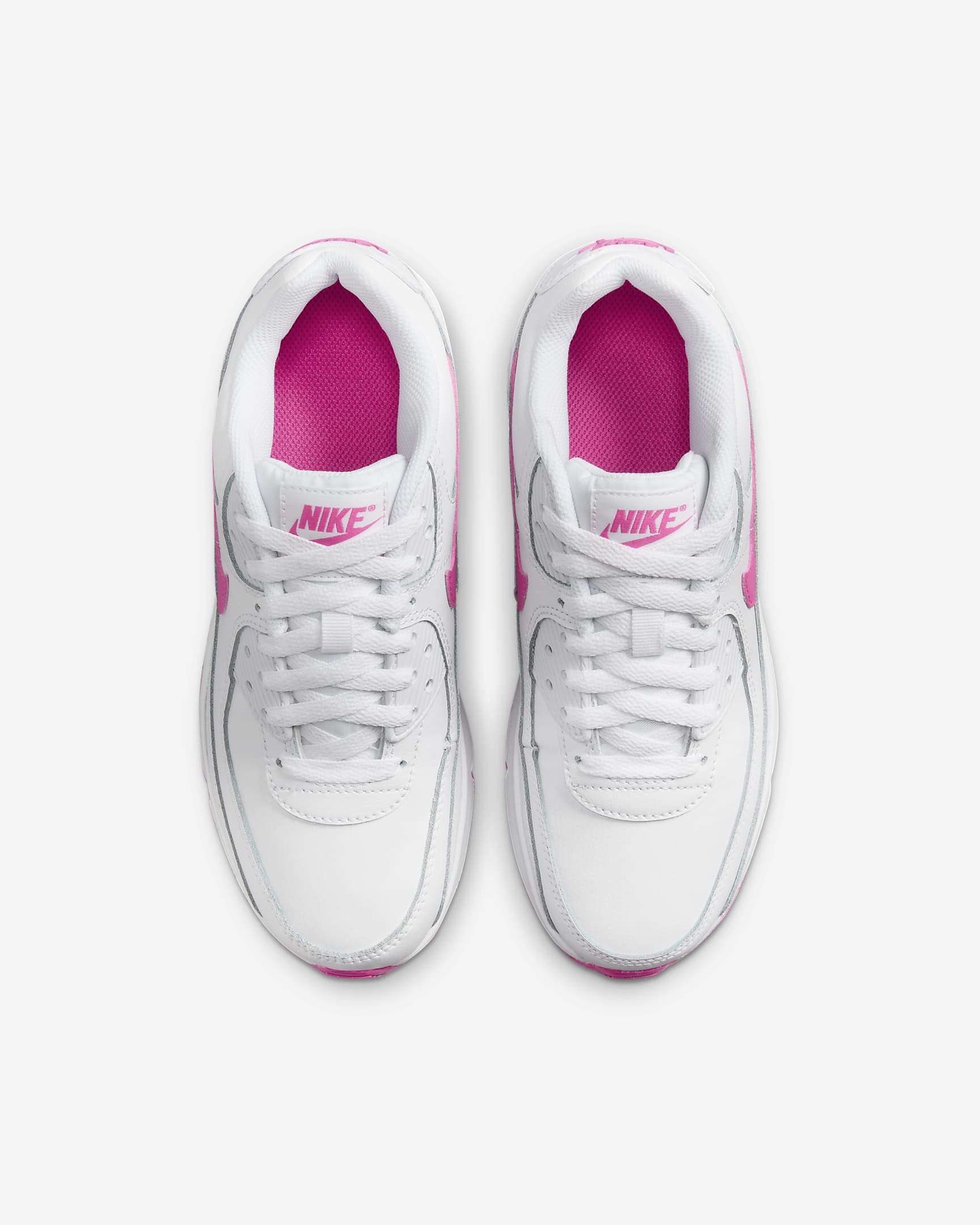 Tenis para niños grandes Nike Air Max 90 - Blanco/Fucsia láser