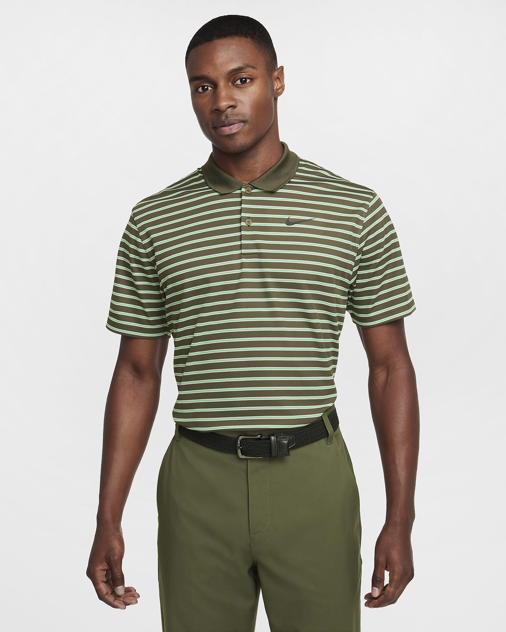 Nike Dri-FIT Victory Men's Striped Golf Polo - Cargo Khaki/Black