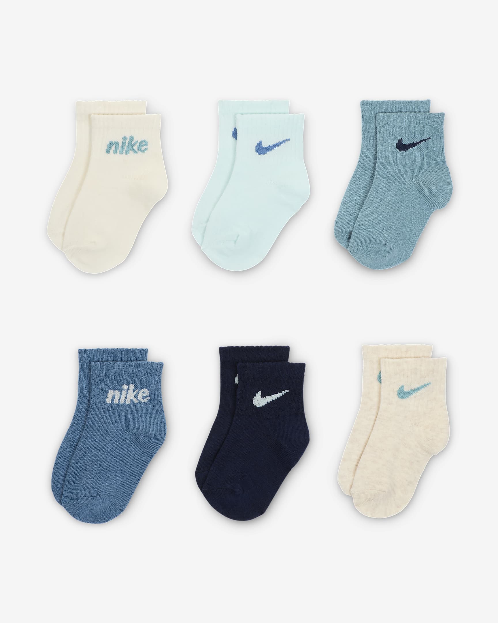 Nike Everyone From Day One Baby Socks Box Set (6-Pairs) - Glacier Blue