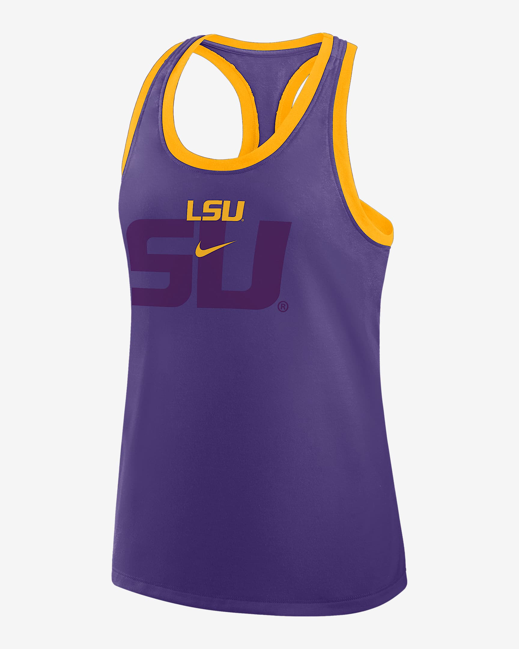 Camiseta de tirantes universitaria Nike con espalda deportiva para mujer LSU Primetime Shadow - Morado
