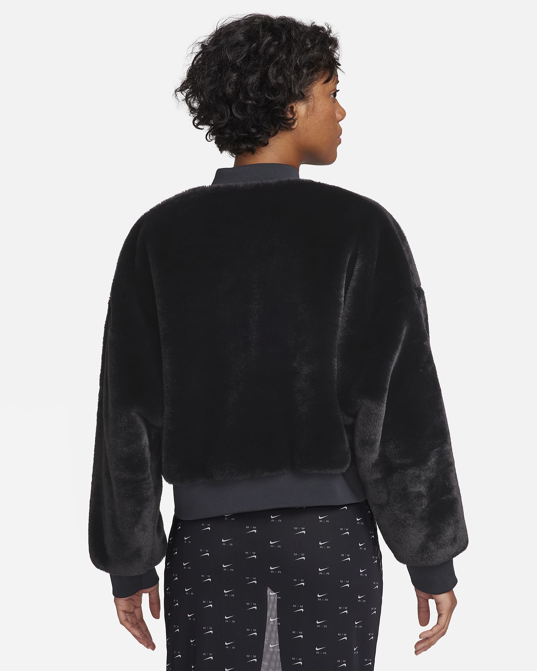 Nike Sportswear Women's Reversible Faux Fur Bomber - Black/Coconut Milk