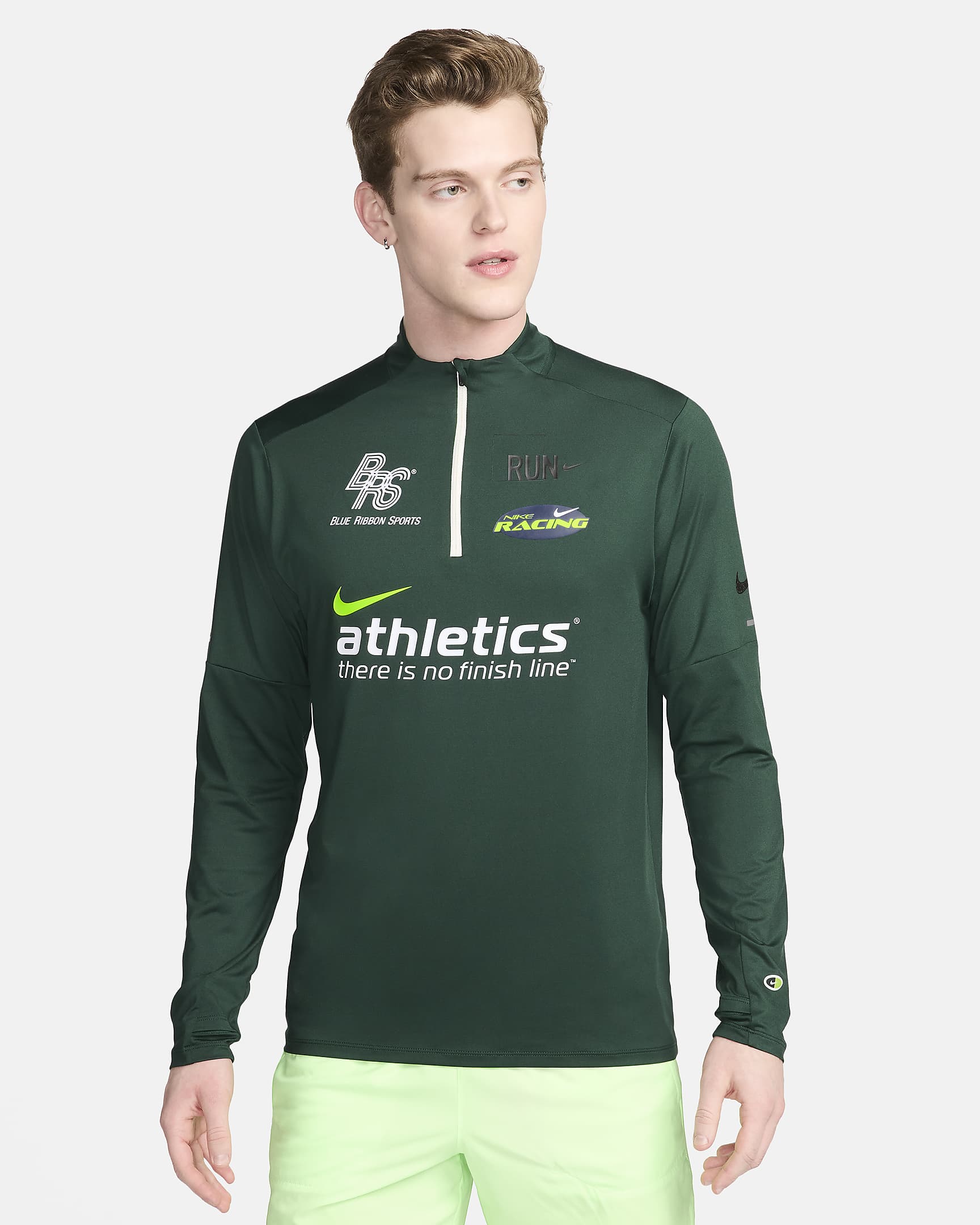 Nike Element Men's Dri-FIT 1/2-Zip Running Top - Pro Green