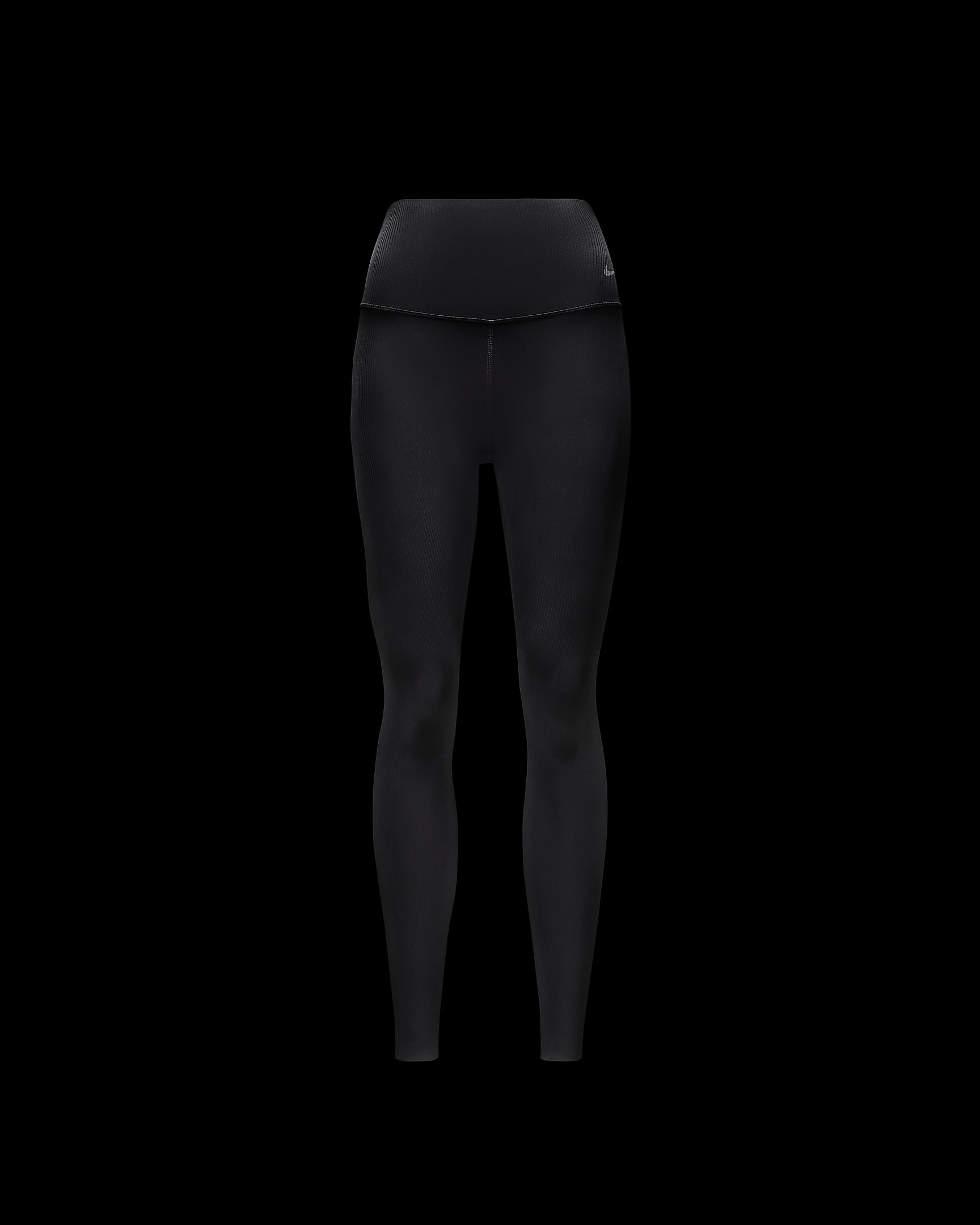 Nike Zenvy Rib 7/8-legging met hoge taille en lichte ondersteuning voor dames - Zwart/Zwart