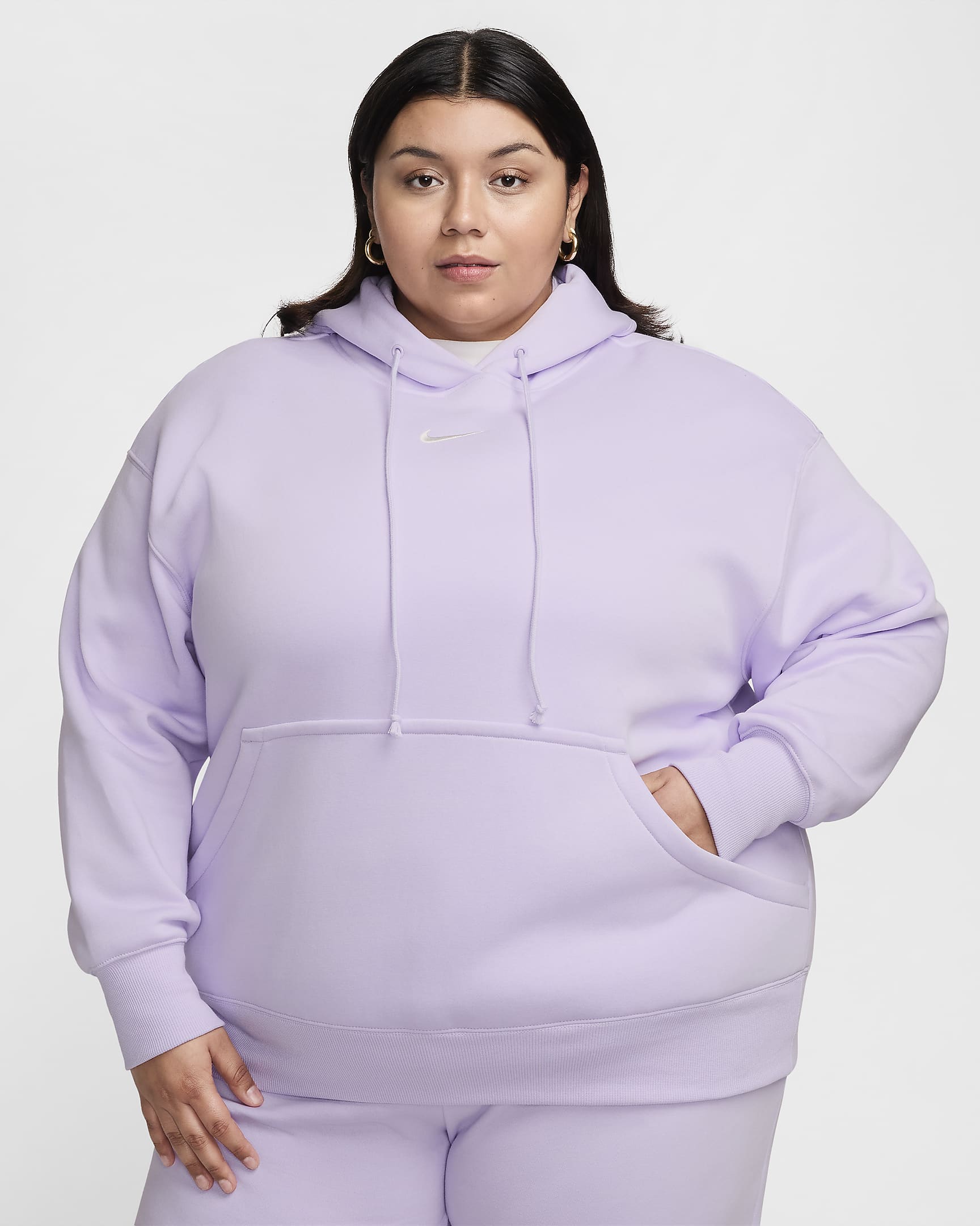 Oversized Nike Sportswear Phoenix Fleece-pullover-hættetrøje til kvinder (plus size) - Violet Mist/Sail