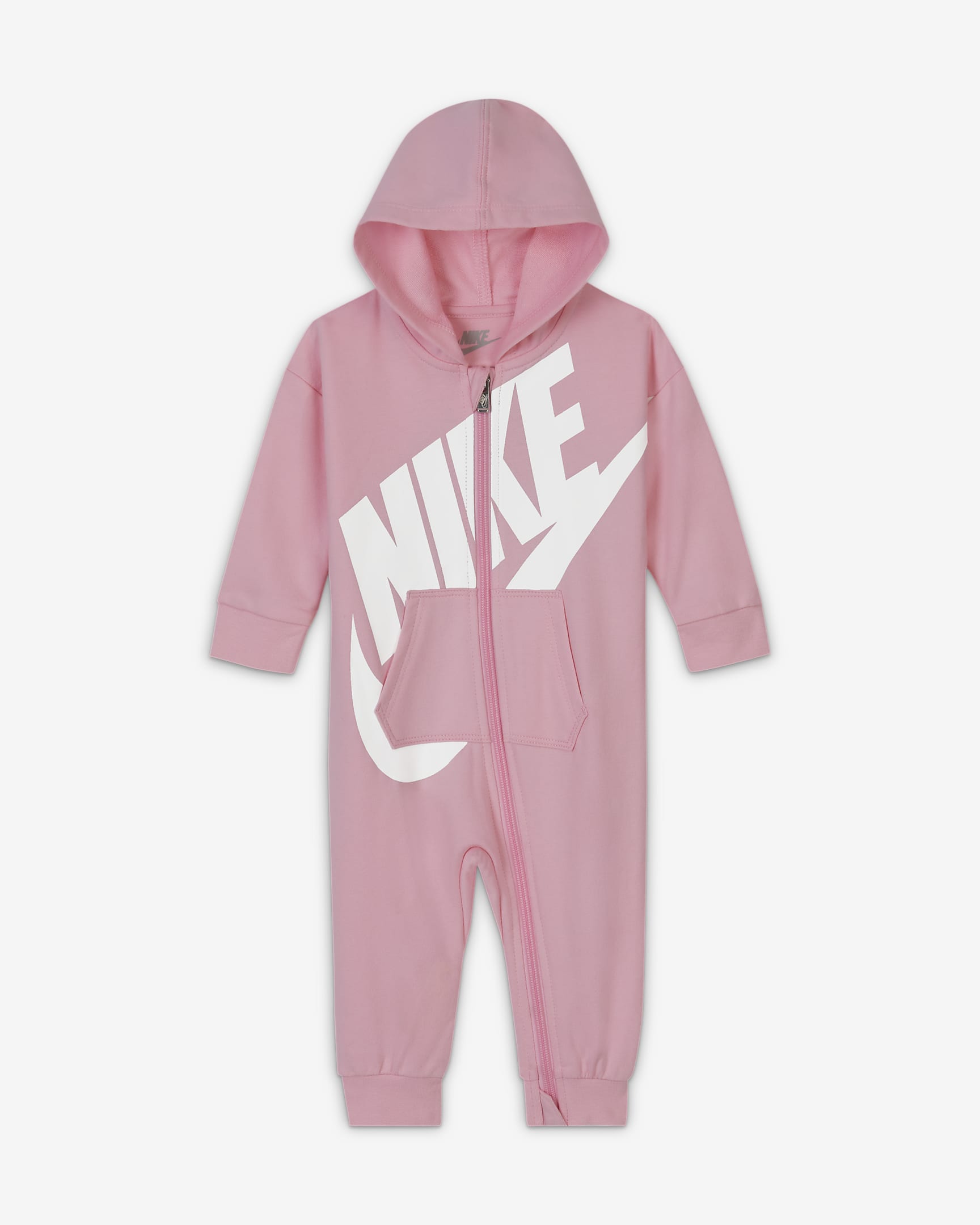 Coverall Nike med hel dragkedja för baby (0–12 mån) - Rosa