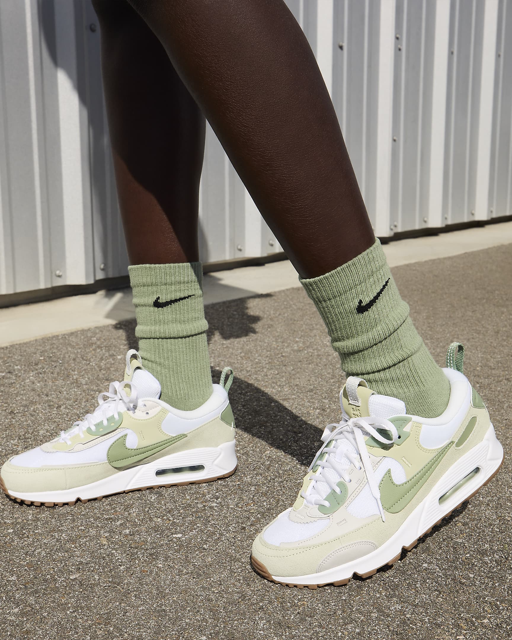 Nike Air Max 90 Futura Women's Shoes - White/Olive Aura/Gum Medium Brown/Oil Green