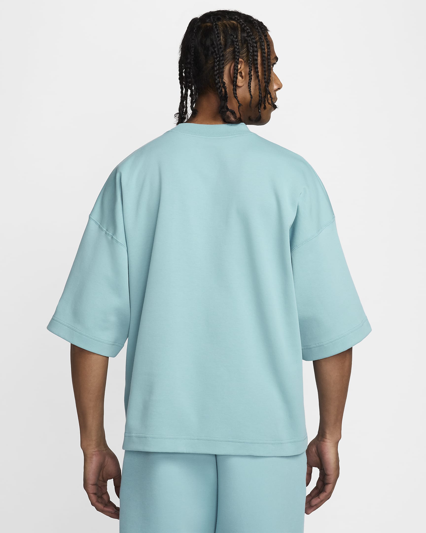 Haut en tissu Fleece à manches courtes Nike Tech pour homme - Denim Turquoise/Denim Turquoise