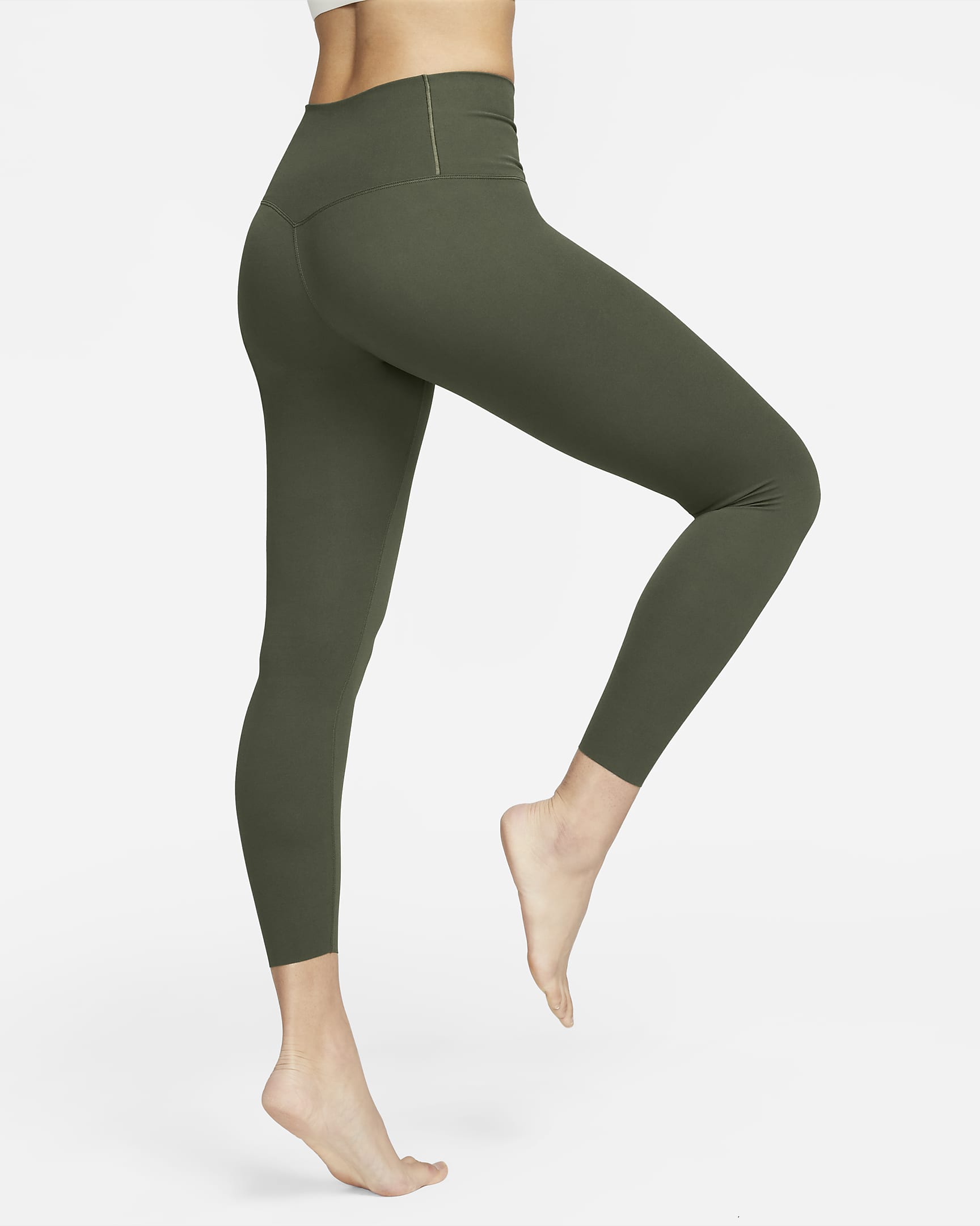 Damskie legginsy 7/8 z wysokim stanem zapewniające delikatne wsparcie Nike Zenvy - Cargo Khaki/Czerń