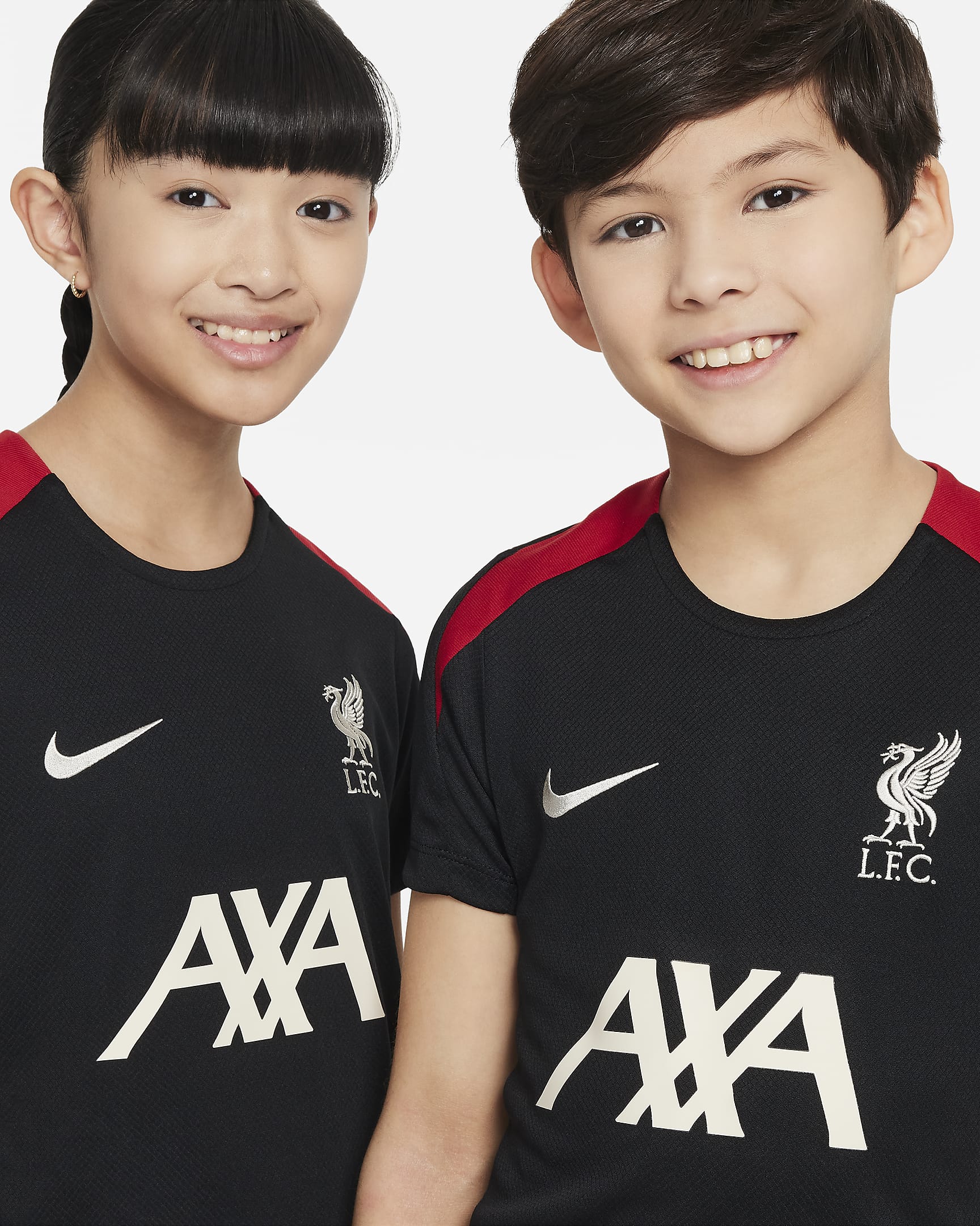 Liverpool F.C. Strike Older Kids' Nike Dri-FIT Football Short-Sleeve Knit Top - Black/Black/Gym Red/Light Orewood Brown