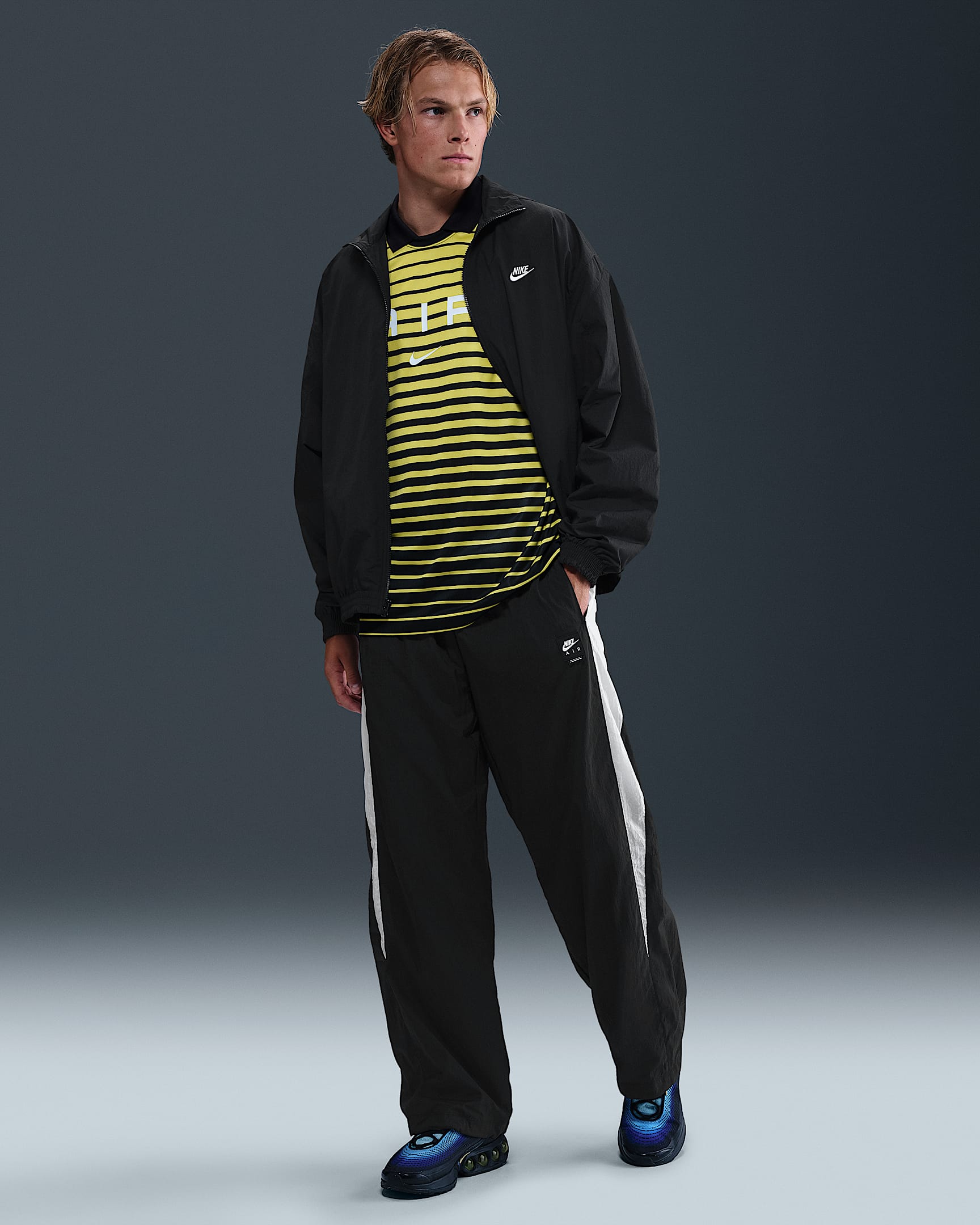Nike Air Men's Woven Track Pants - Black/White/White
