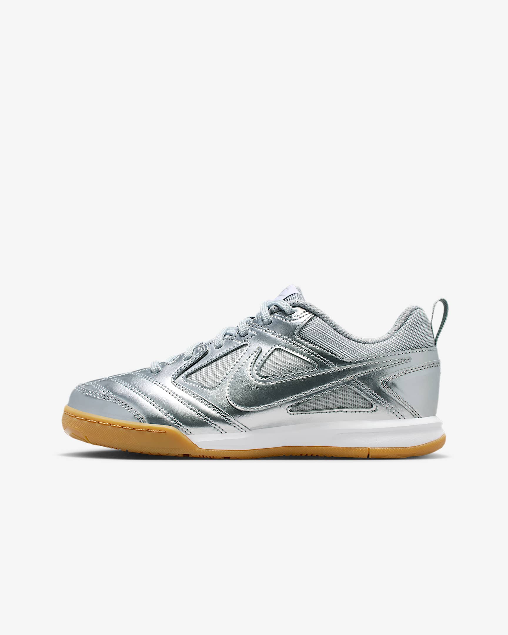Nike Gato LV8 Big Kids' Shoes - Metallic Silver/White/Gum Light Brown/Metallic Silver