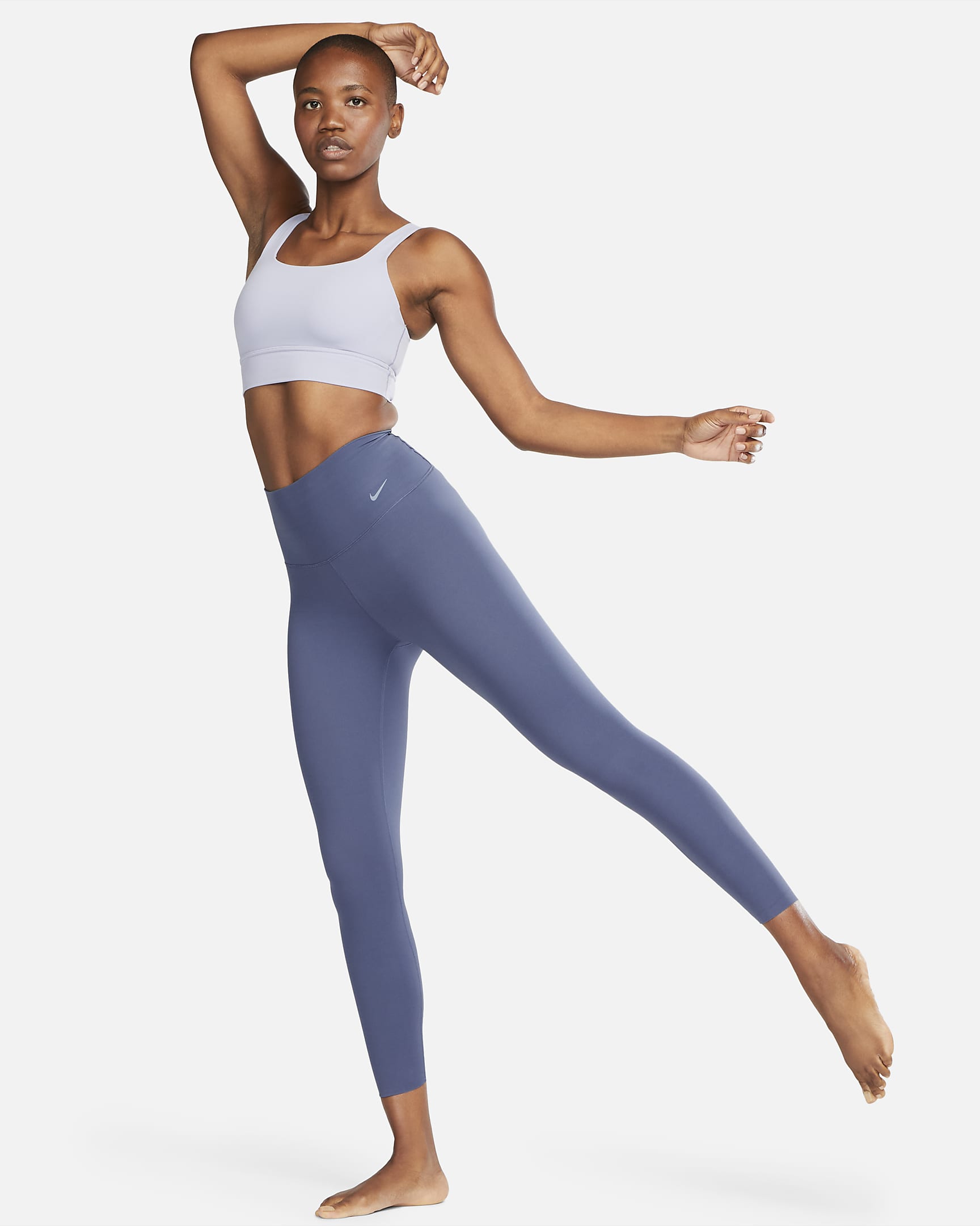 Nike Zenvy 7/8-Leggings mit sanftem Halt und hohem Taillenbund für Damen - Diffused Blue/Schwarz