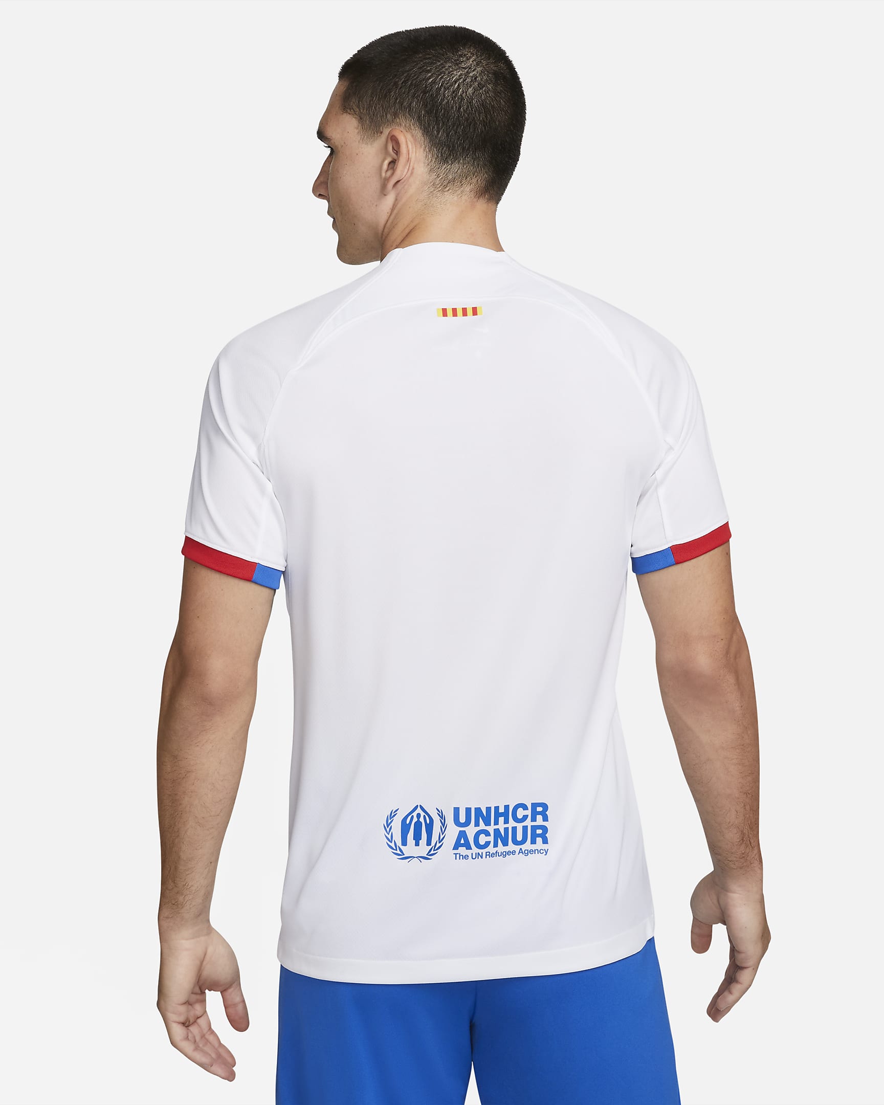 FC バルセロナ 2023/24 スタジアム アウェイ メンズ ナイキ Dri-FIT サッカーユニフォーム - ホワイト/ロイヤルブルー/ユニバーシティレッド/ロイヤルブルー