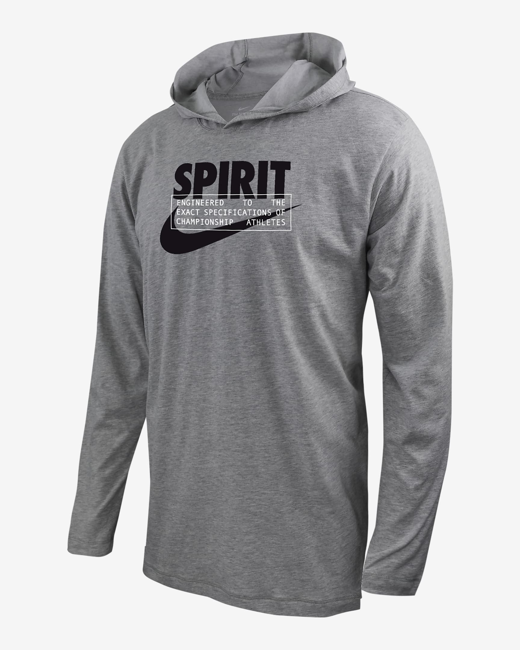 Washington Spirit Men's Nike Soccer Long-Sleeve Hooded T-Shirt - Dark Grey Heather