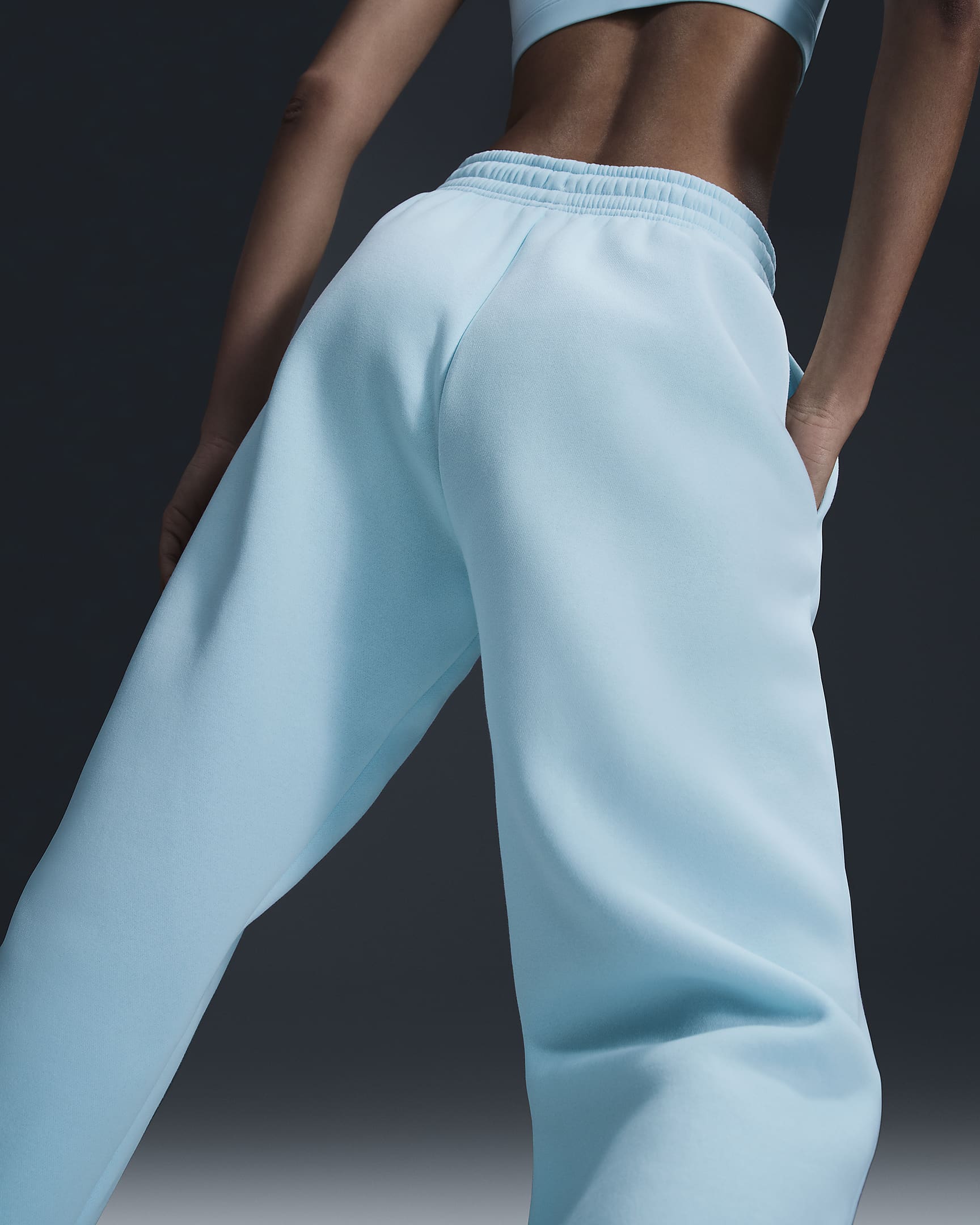 Pantaloni tuta oversize a vita alta Nike Sportswear Phoenix Fleece – Donna - Glacier Blue/Sail