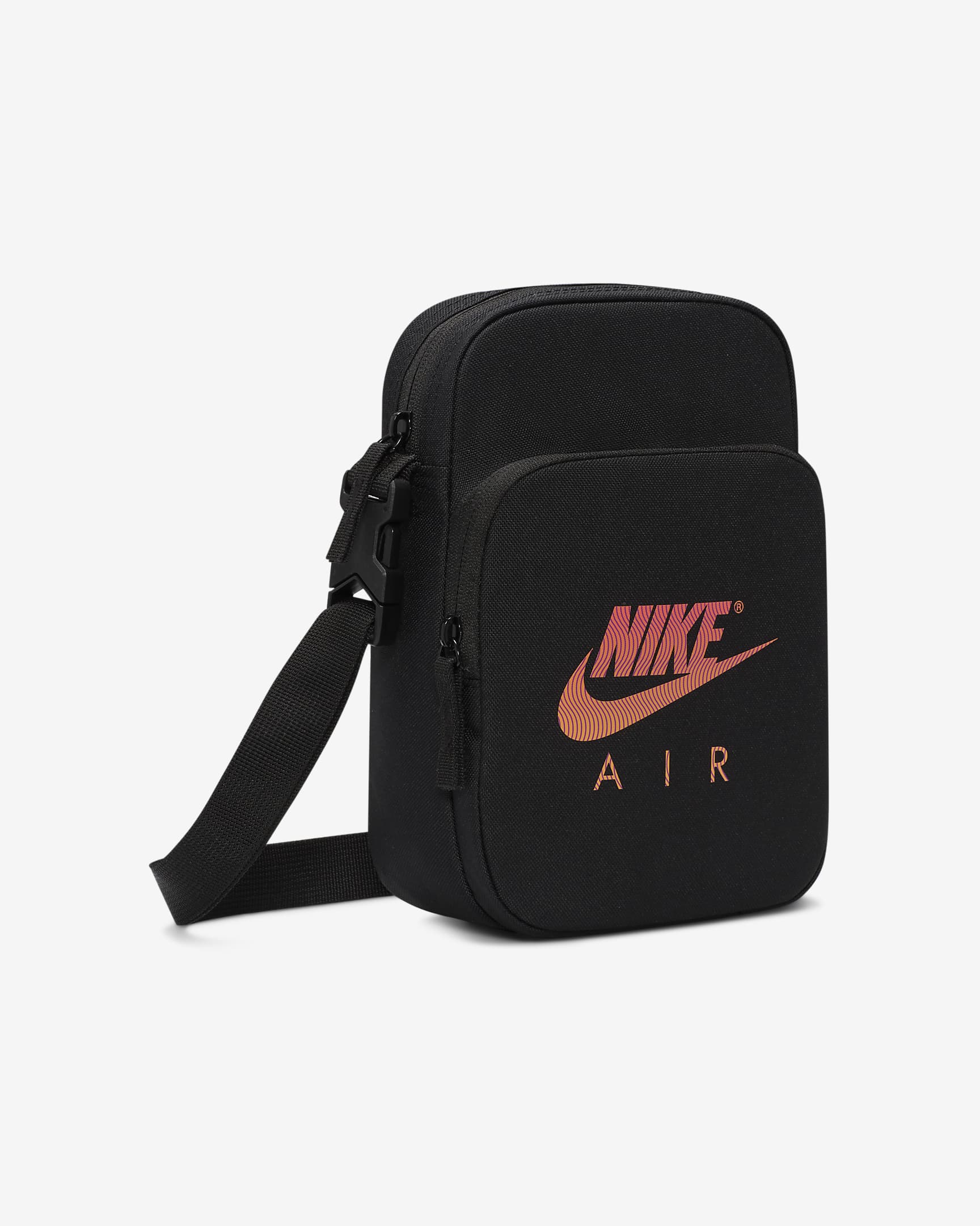 Bolsa bandolera Nike Heritage (3L) - Negro/Negro/Mandarina brillante