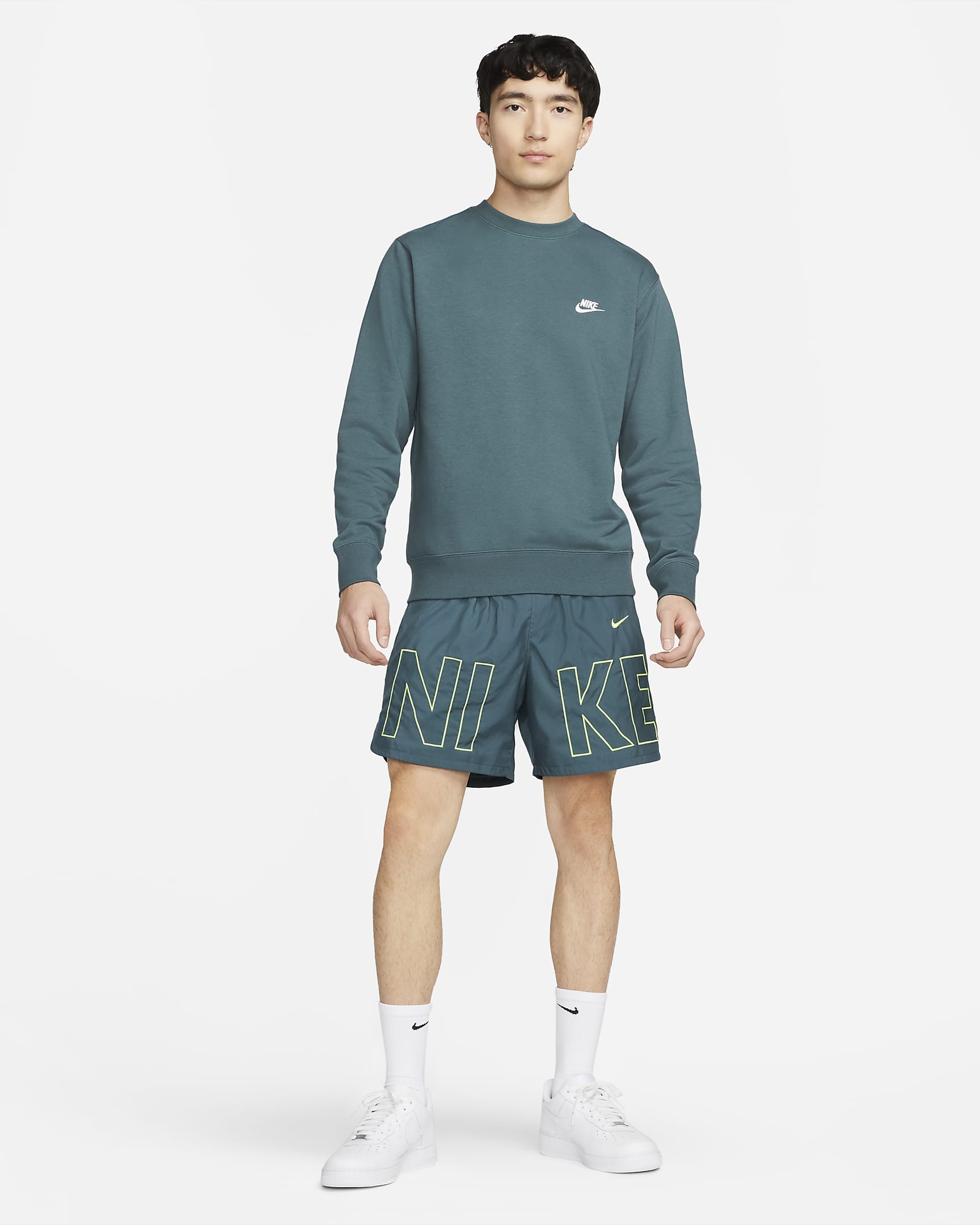 Nike Sportswear Men's Crew-Neck Sweatshirt - Faded Spruce/White