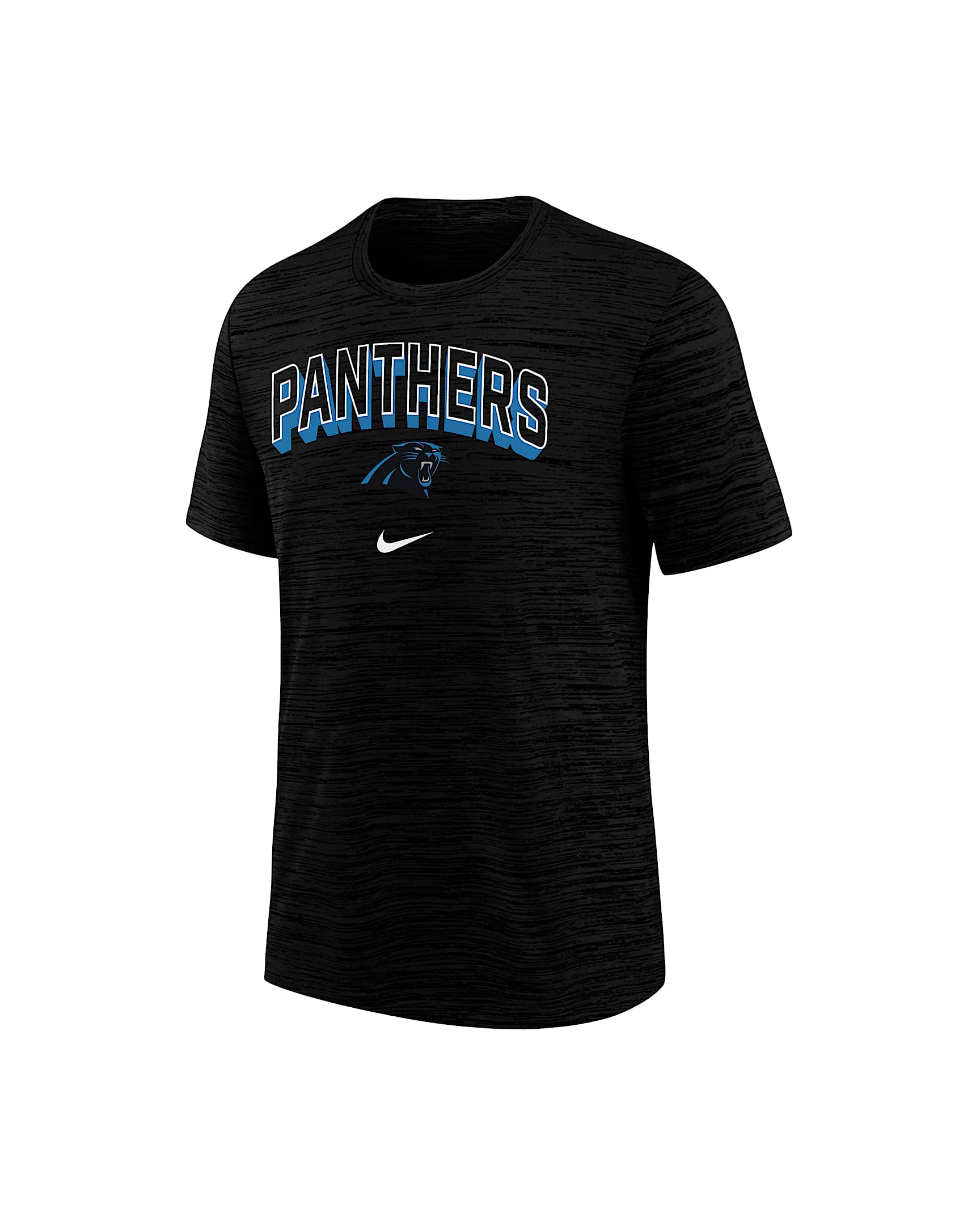 Playera Nike Dri-FIT de la NFL para niños talla grande Carolina Panthers Sideline Velocity - Negro