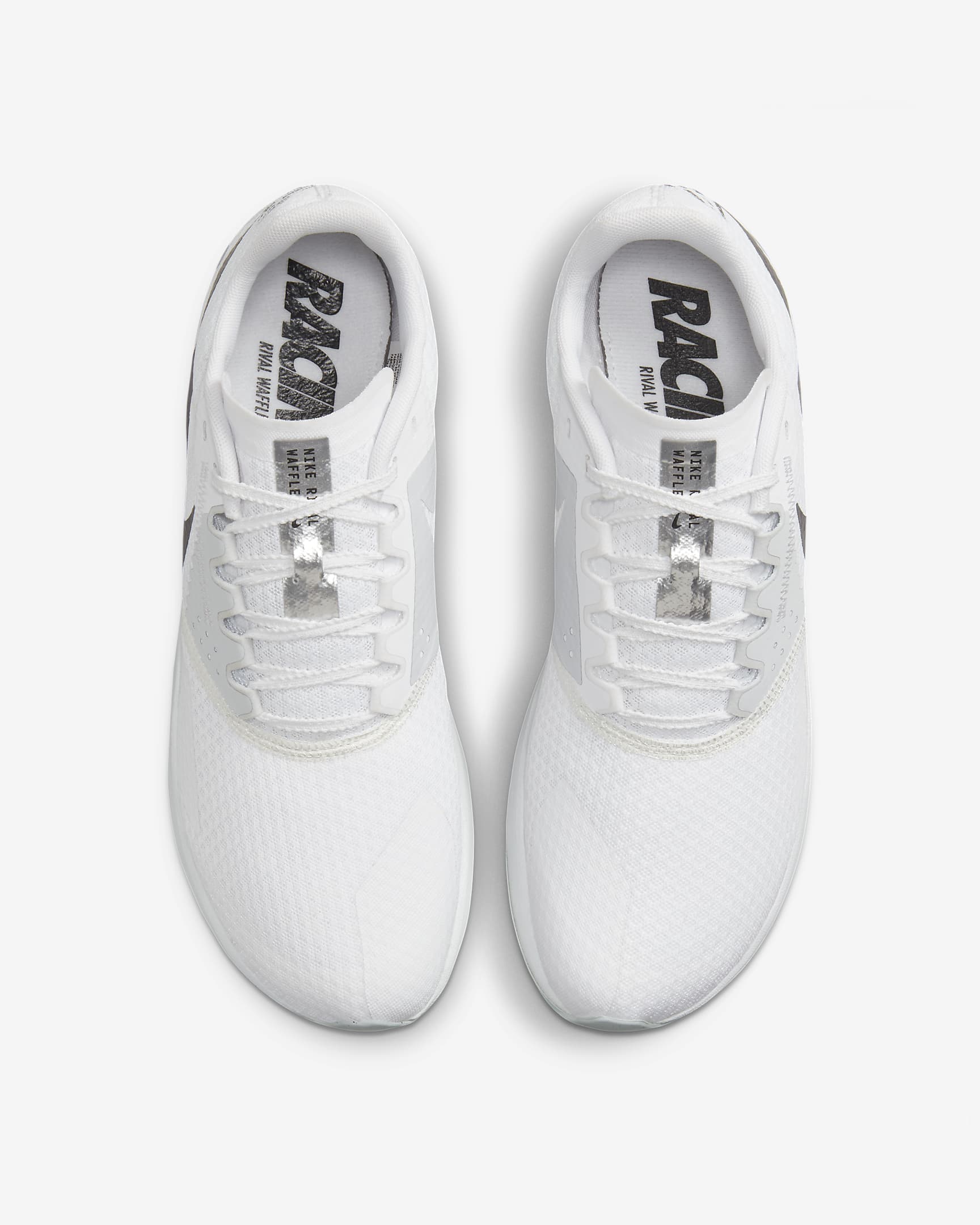 Nike Rival Waffle 6 Road and Cross-Country Racing Shoes - White/Pure Platinum/Metallic Silver/Black