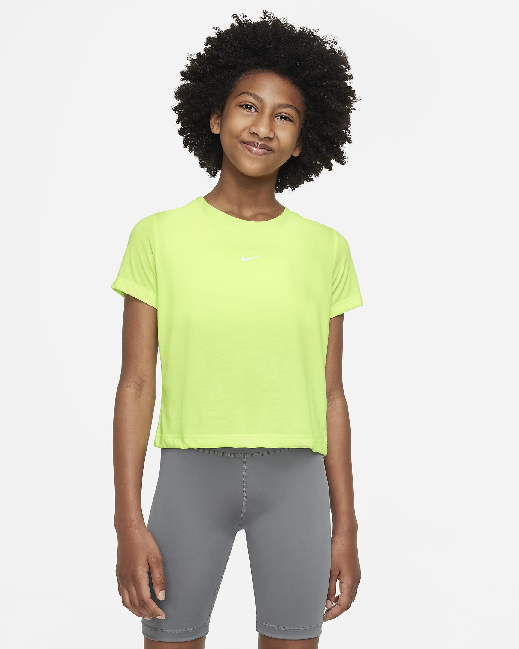 Nike Dri-FIT Breathe Big Kids' (Girls') Training Top - Ghost Green/White