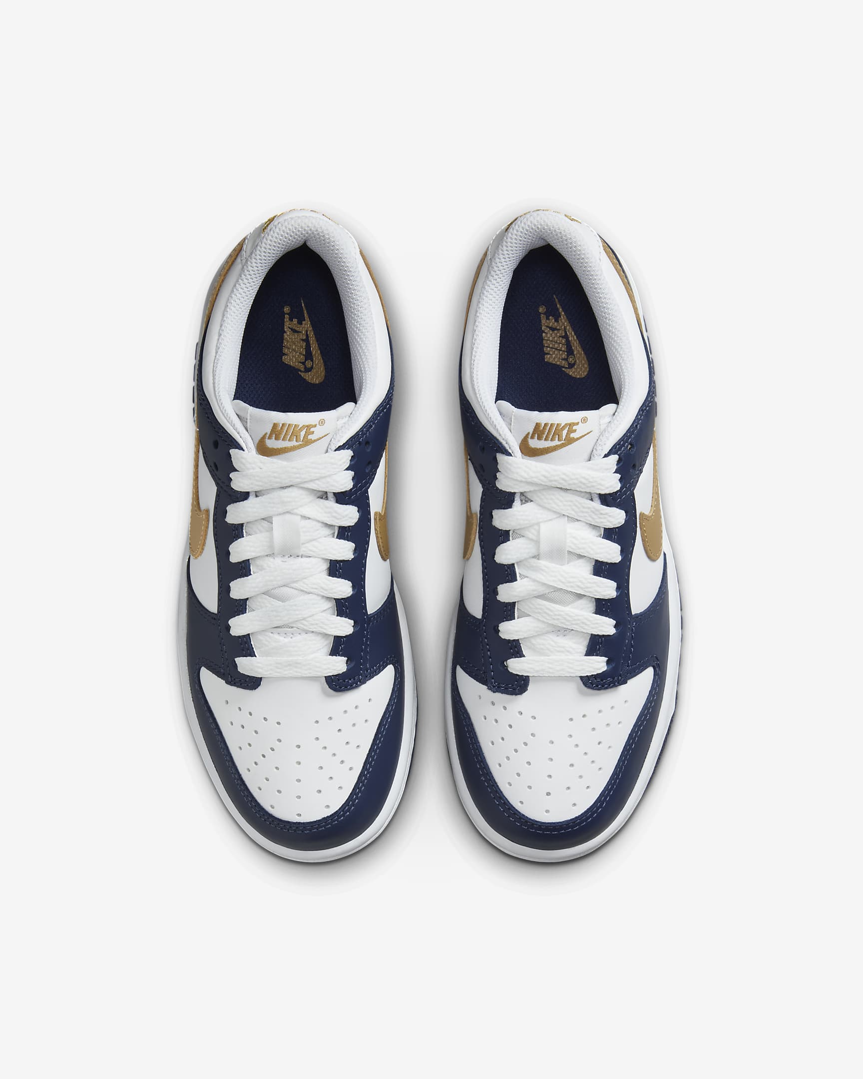 Sapatilhas Nike Dunk Low Júnior - Branco/Midnight Navy/Wheat