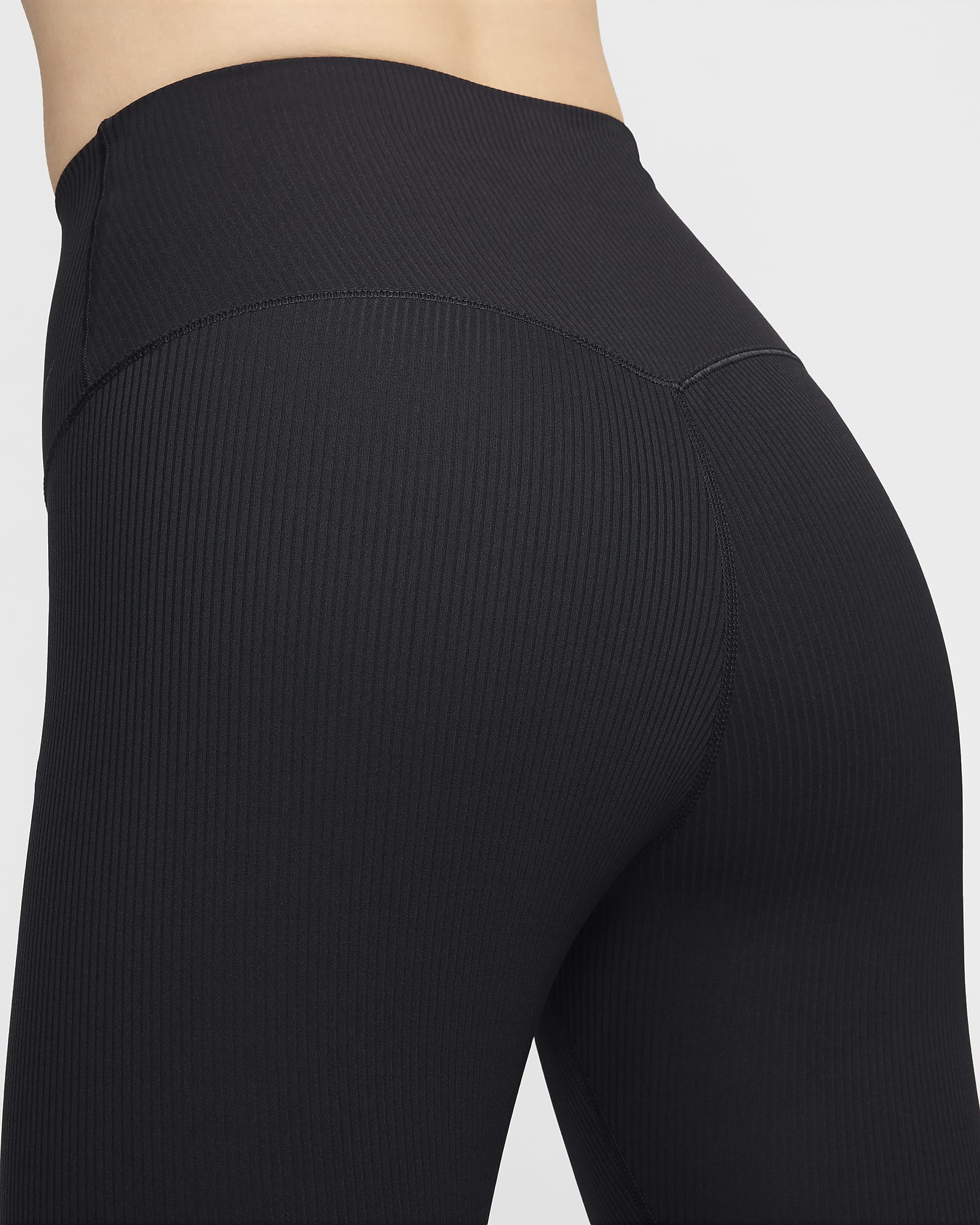 Nike Zenvy Rib Women's Gentle-Support High-Waisted 7/8 Leggings - Black/Black