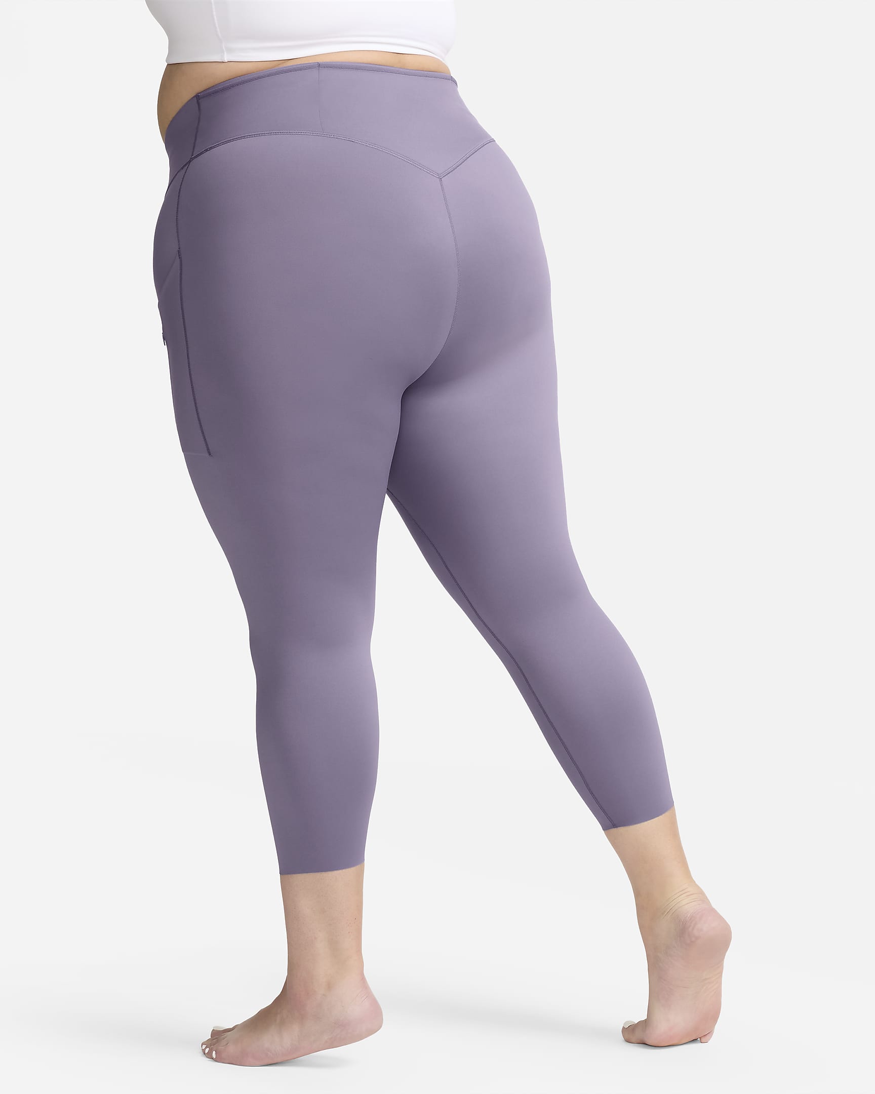 Nike Go leggings i 7/8 lengde med fast støtte, høyt liv og lommer til dame (Plus Size) - Daybreak/Svart