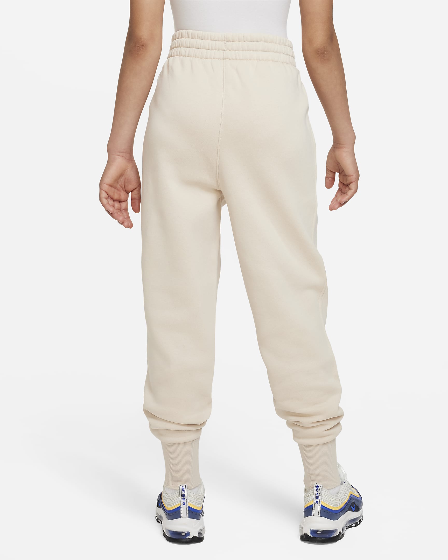 Pantaloni aderenti a vita alta Nike Sportswear Club Fleece – Ragazza - Sanddrift/Sanddrift/Bianco