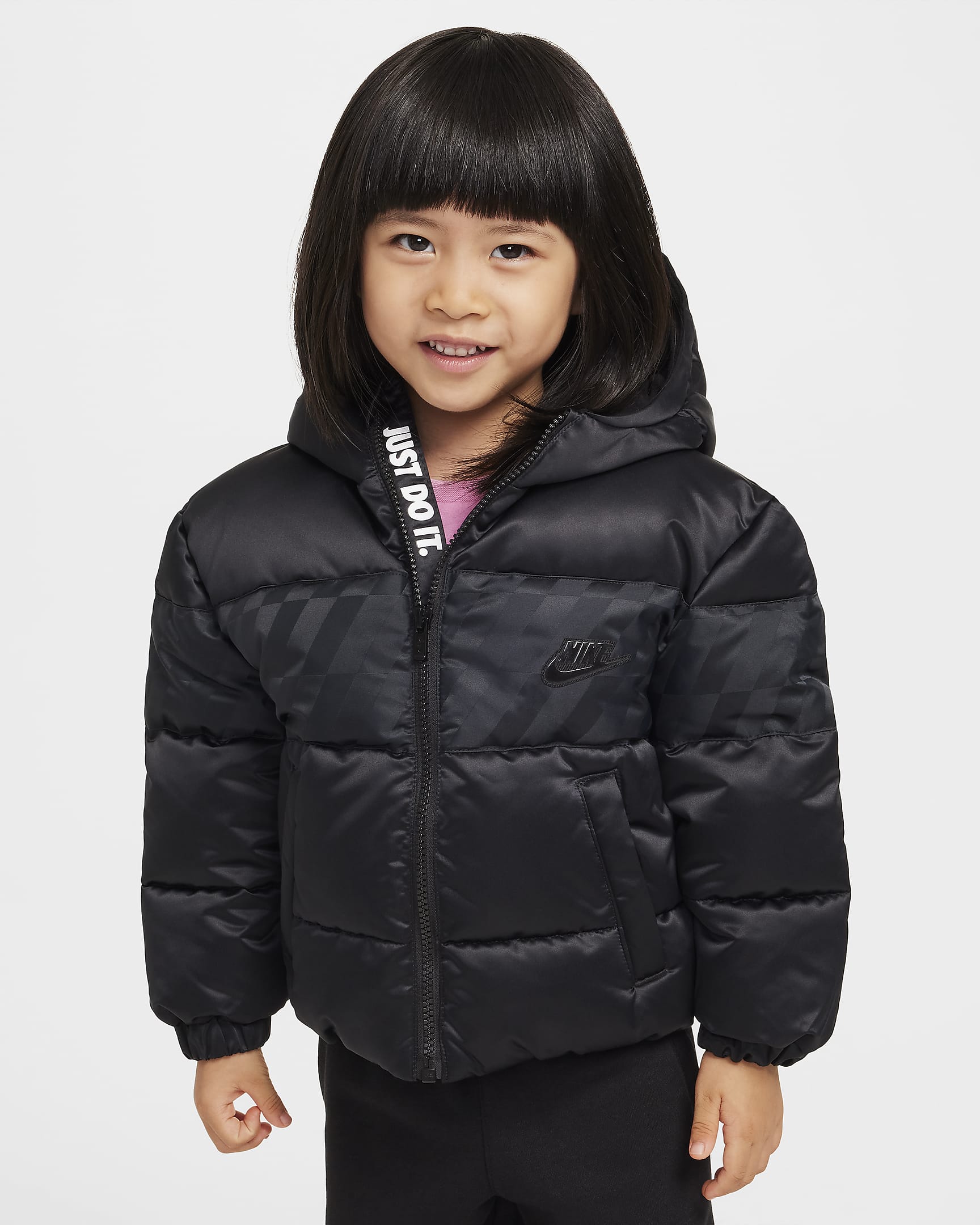 Chamarra acolchada Jacquard Hazard Stripe infantil Nike - Negro