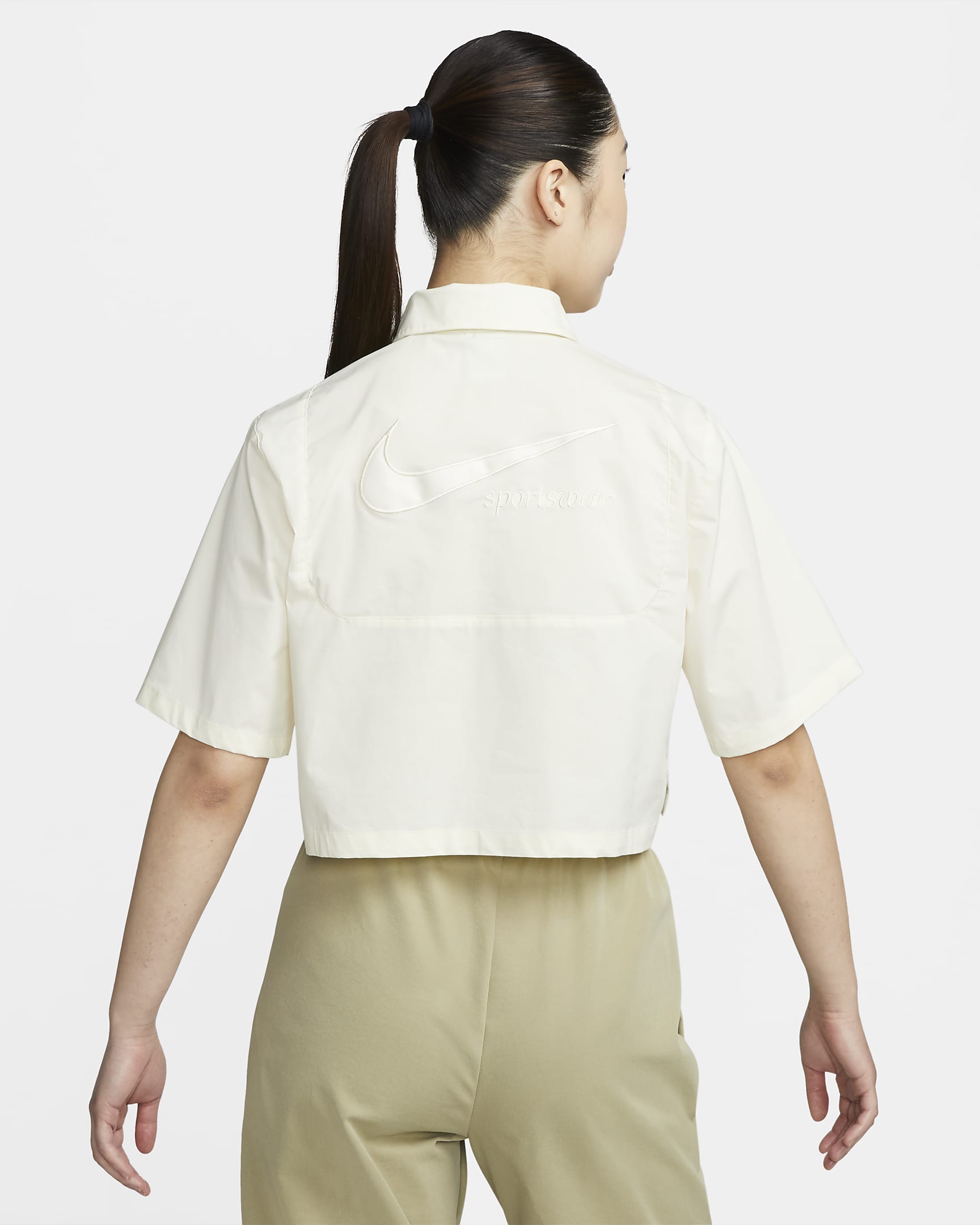 Nike Sportswear Collection Women's Collared Short-Sleeve Top - Coconut Milk/Coconut Milk/Coconut Milk