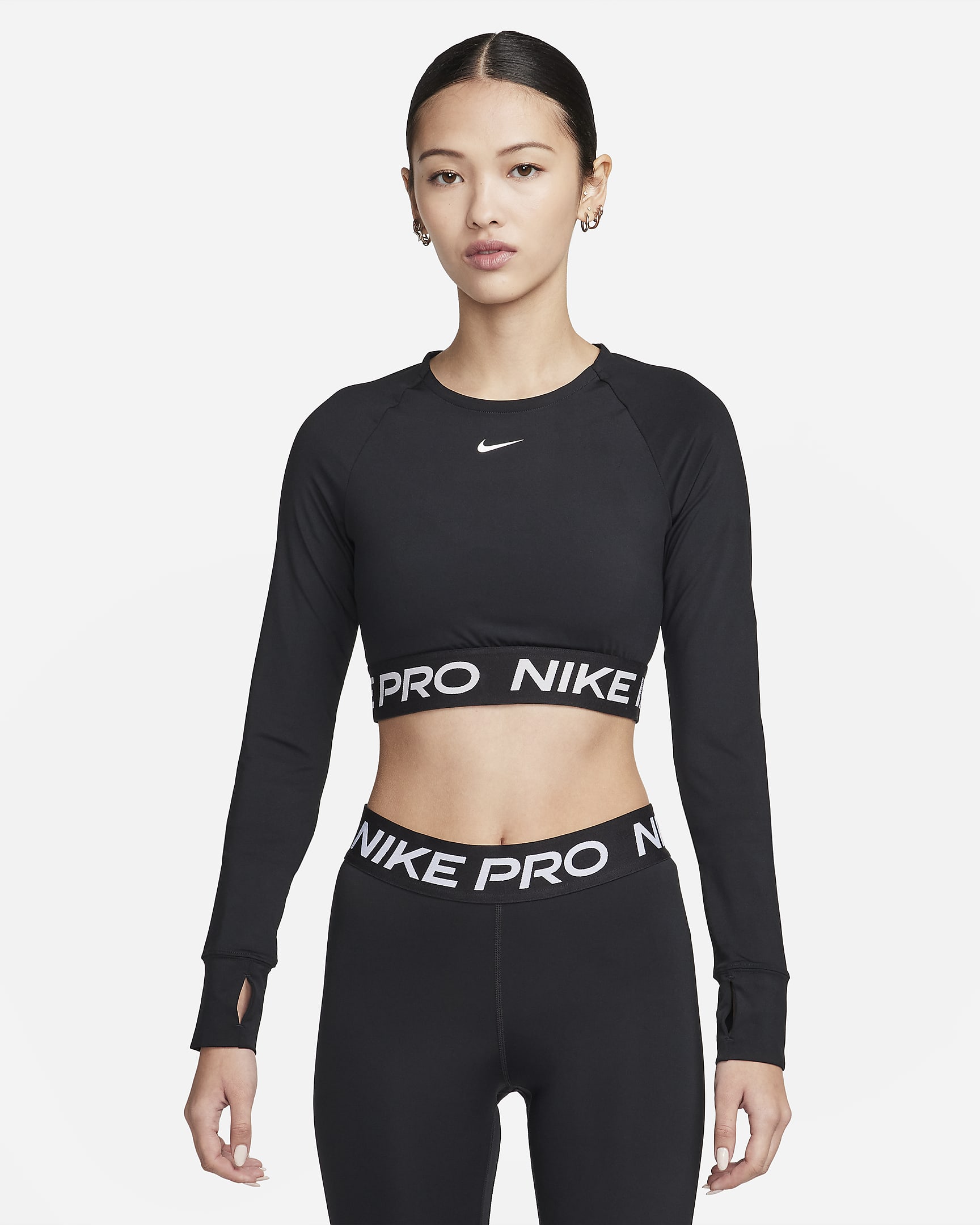 Nike Pro 365 Women's Dri-FIT Cropped Long-Sleeve Top. Nike SG