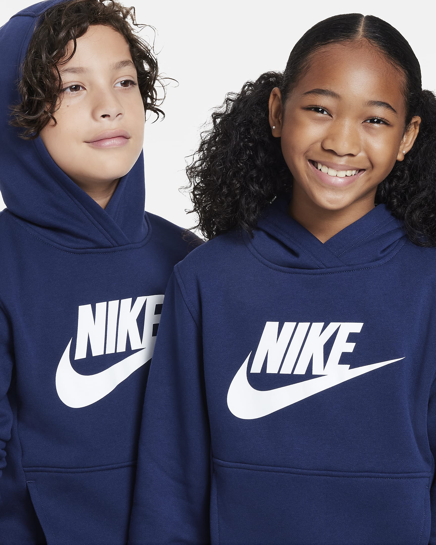 Sudadera con gorro para niños talla grande Nike Sportswear Club Fleece - Azul marino medianoche/Blanco