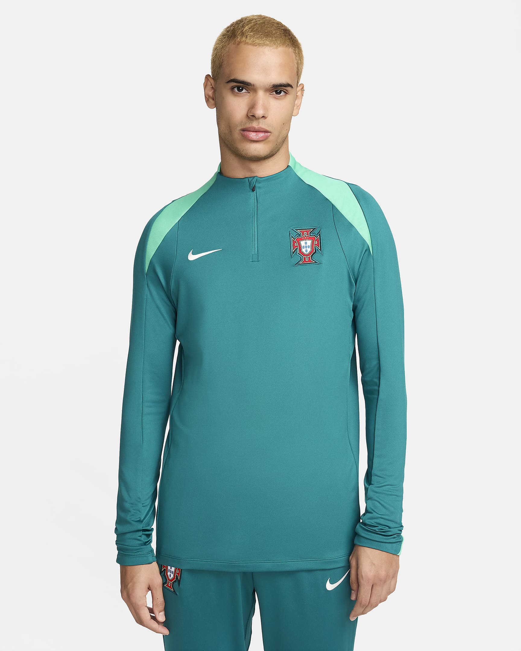 Portugal Strike Nike Dri-FIT Fußball-Drill-Oberteil für Herren - Geode Teal/Kinetic Green/Sail