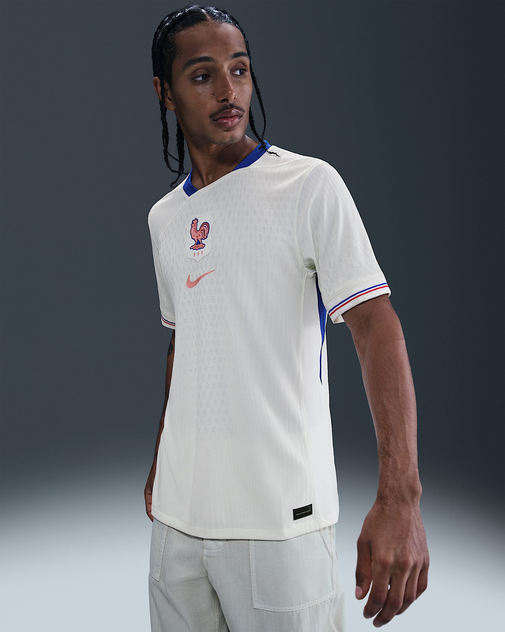 Maglia da calcio autentica Nike Dri-FIT ADV FFF 2025 Match (squadra femminile) da uomo – Away - Pale Ivory/Sail/Bright Blue/Light Madder Root