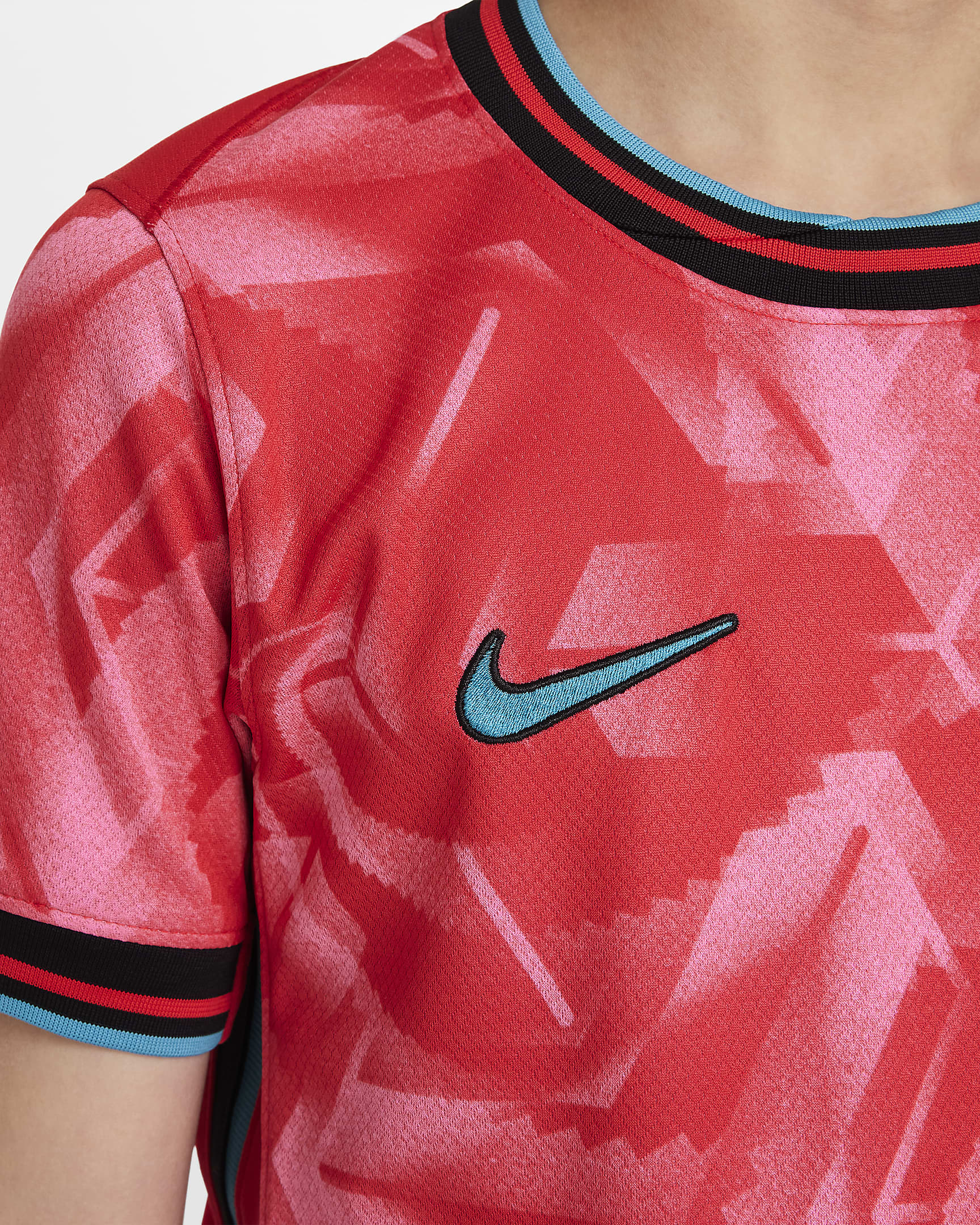 Korea 2024 Stadium Home Older Kids' Nike Dri-FIT Football Replica Shirt - Global Red/Pink Glow/Teal Nebula