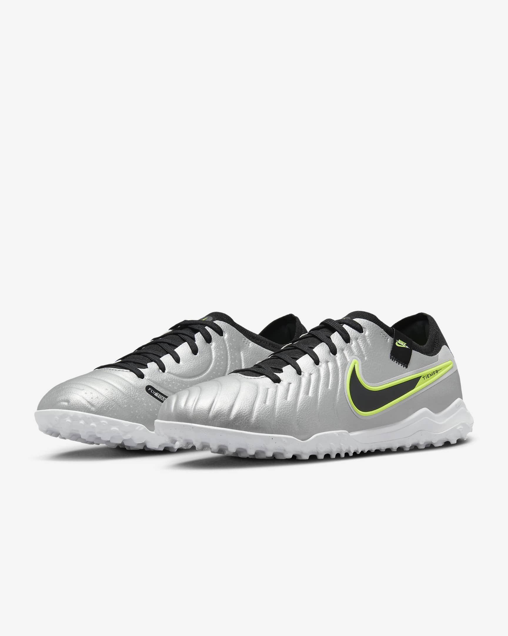 Scarpa da calcio a taglio basso per erba sintetica Nike Tiempo Legend 10 Pro - Argento metallizzato/Volt/Nero