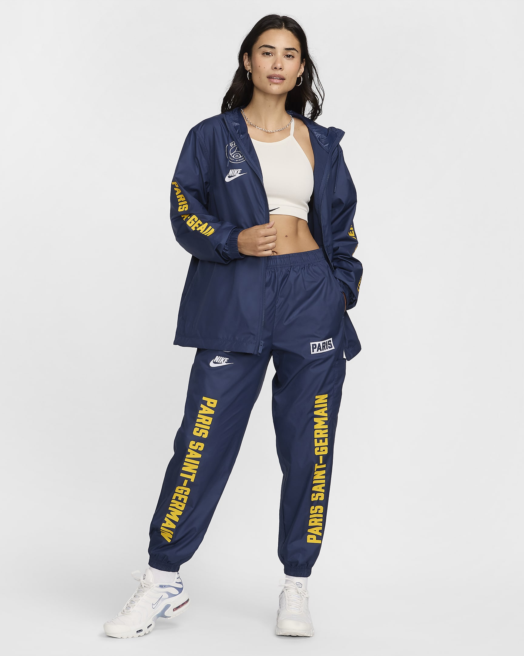 Paris Saint-Germain Essential Repel Women's Nike Soccer Woven Hooded Jacket - Midnight Navy/White