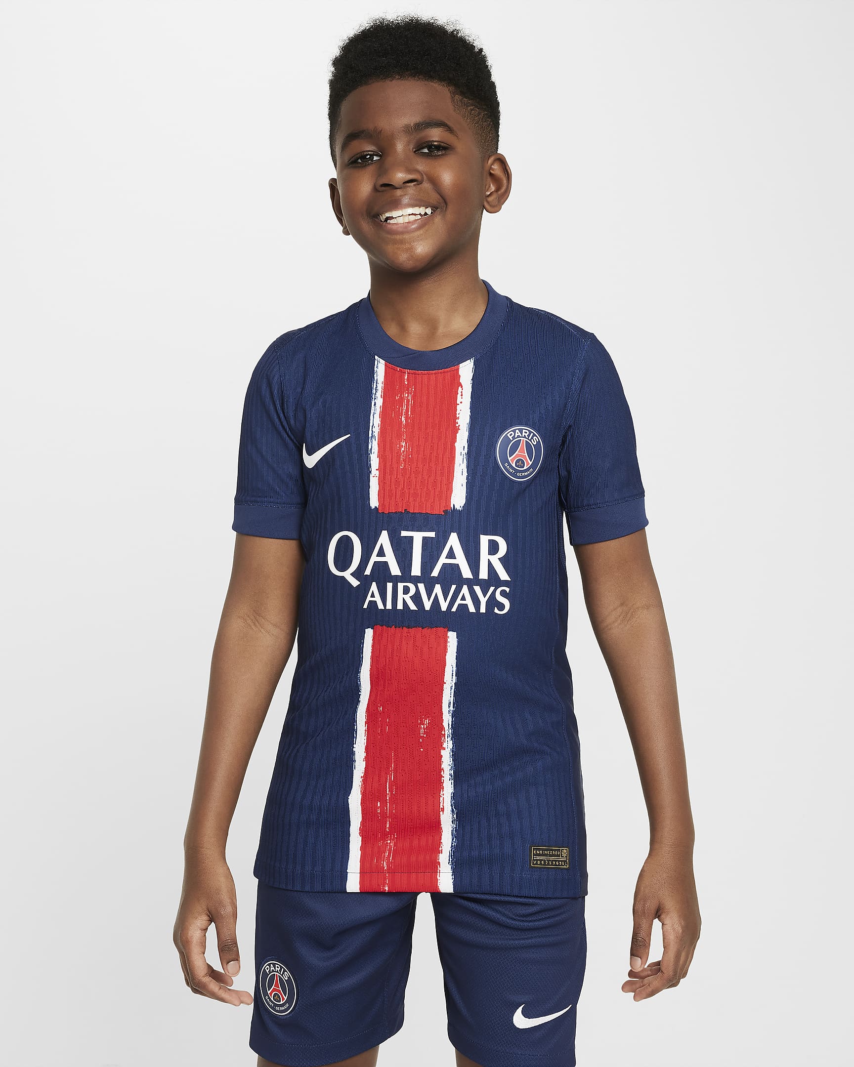 Camisola de futebol Nike Dri-FIT ADV do equipamento principal Match Paris Saint-Germain 2024/25 Júnior - Midnight Navy/Midnight Navy/Branco