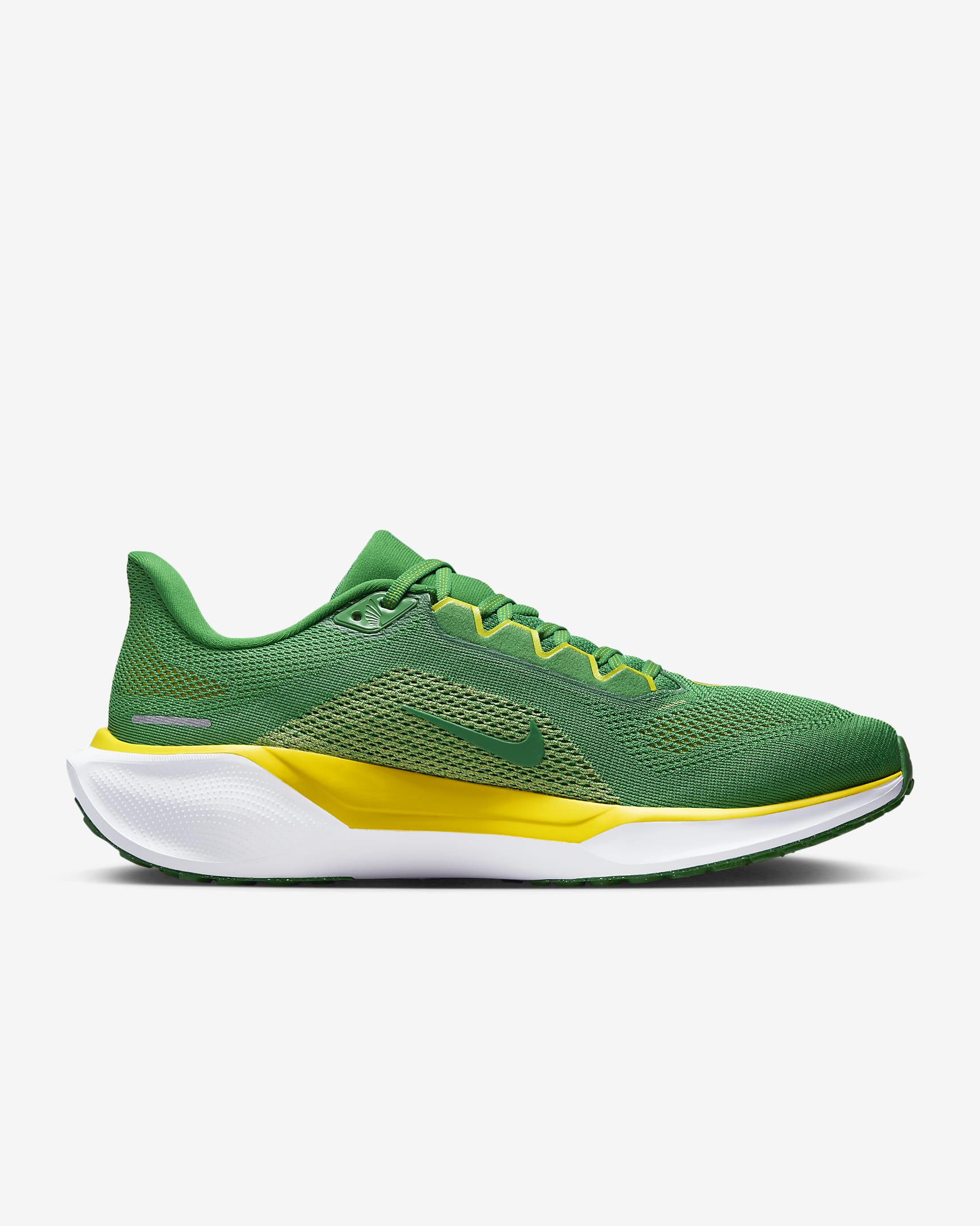 Tenis de correr en pavimento universitarios Nike para hombre Oregon Pegasus 41 - Verde manzana/Blanco/Amarillo strike/Blanco