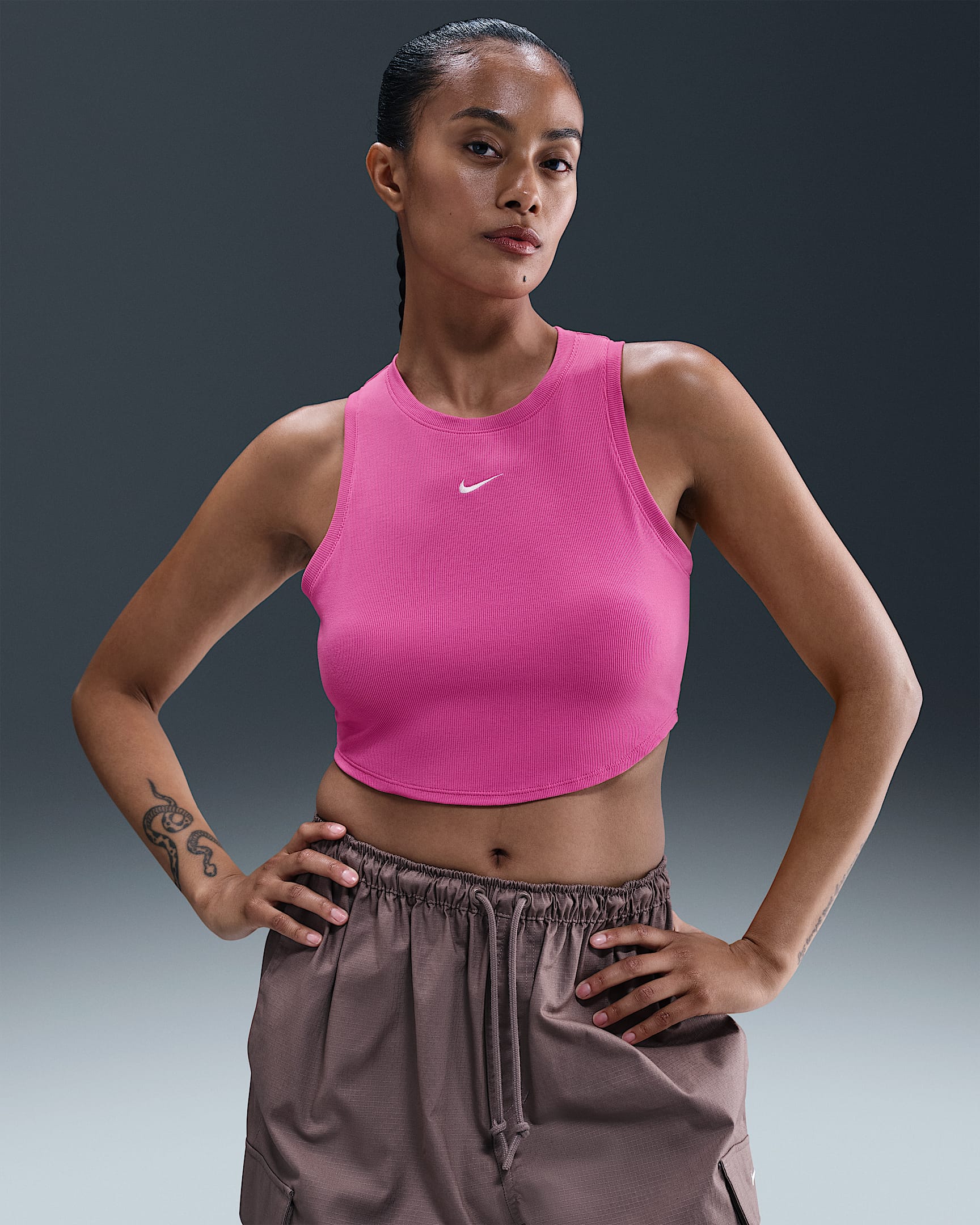 Nike Sportswear Chill Knit Women's Tight Cropped Mini-Rib Tank Top - Playful Pink/Sail