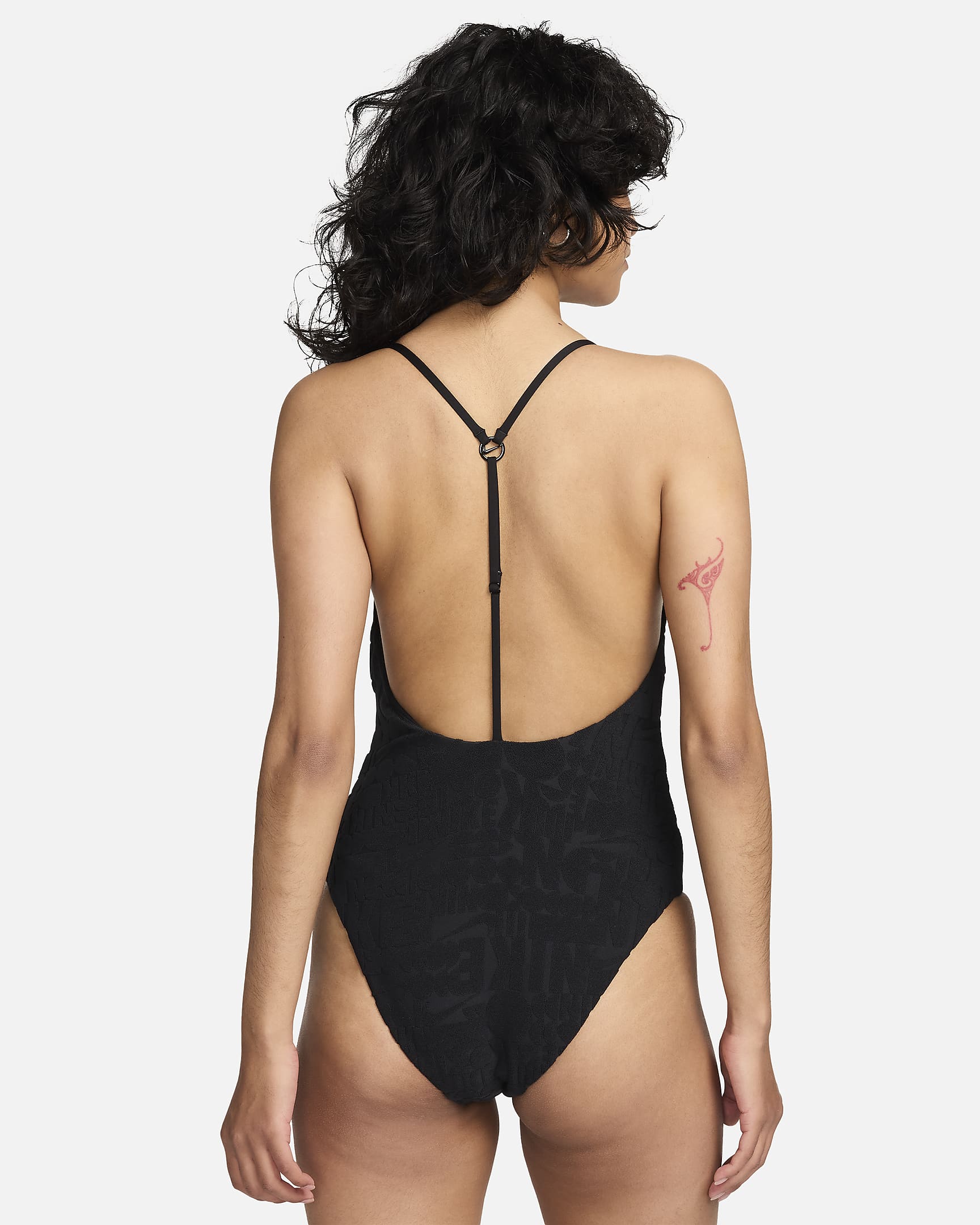 Traje de baño de una pieza con espalda en T para mujer Nike Swim Retro Flow - Negro